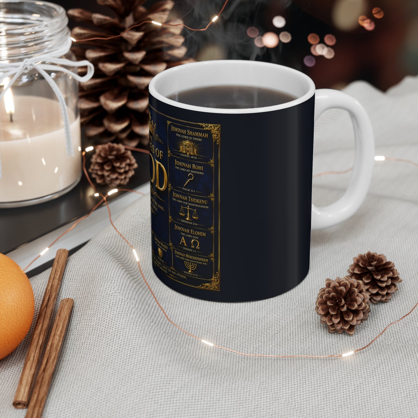 The Names of God 11oz Mug — Inspirational Christian Scripture Coffee Cup