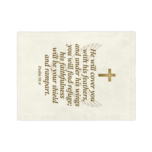 Psalm 91:4 Velveteen Microfiber Throw Blanket