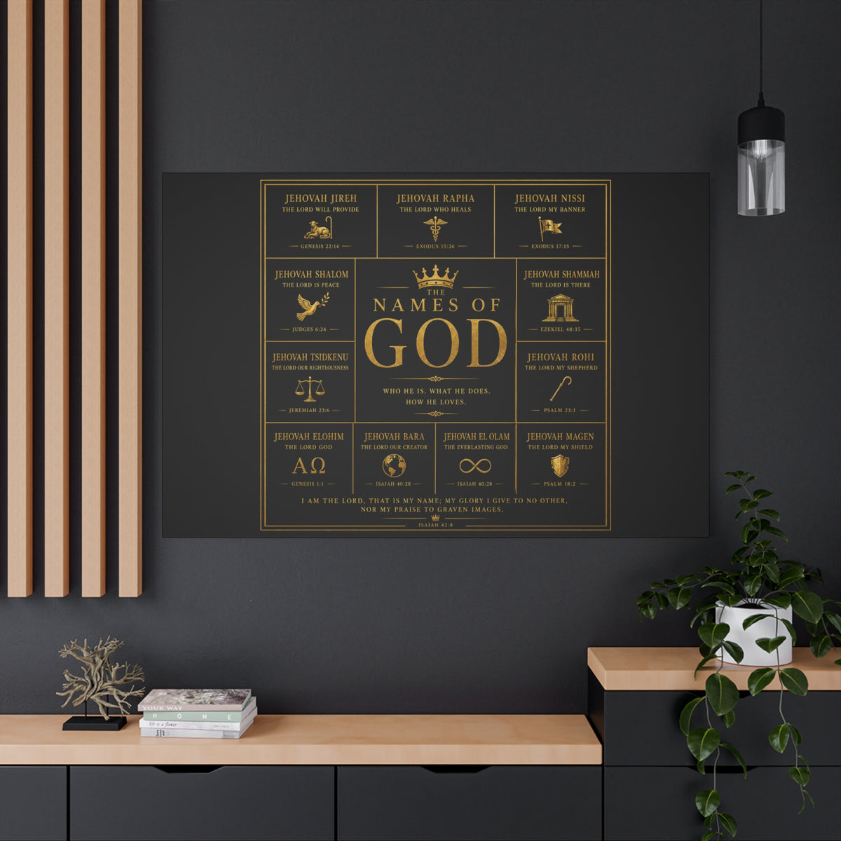 Names of God Canvas Wall Art-Black and Gold