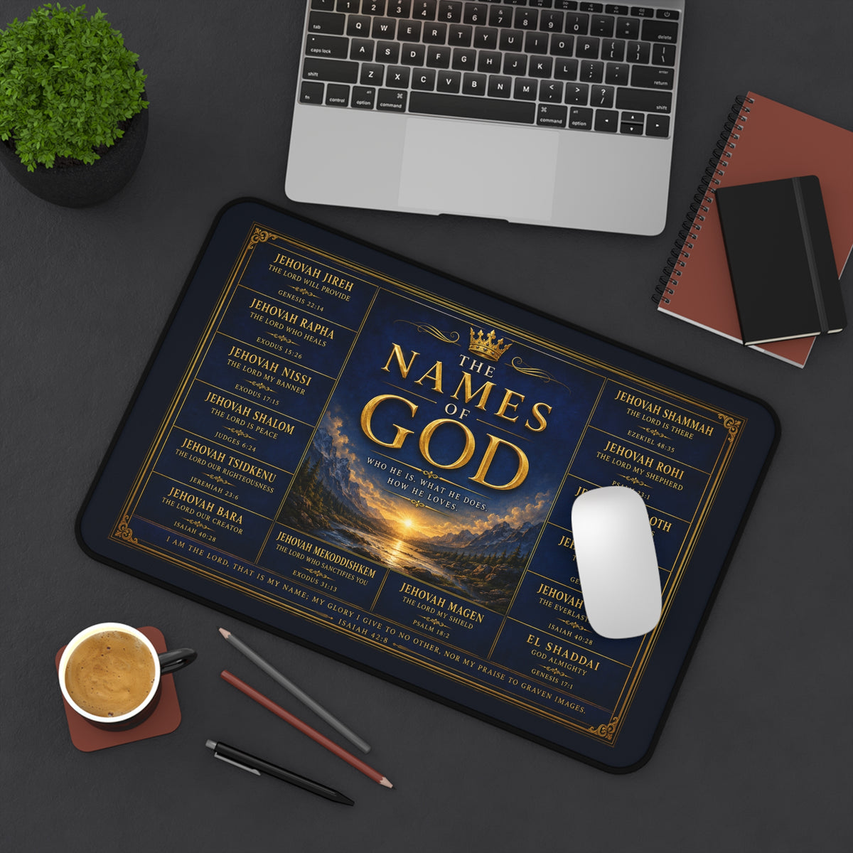The Names of God Desk Mat — Inspirational Christian Desk Pad