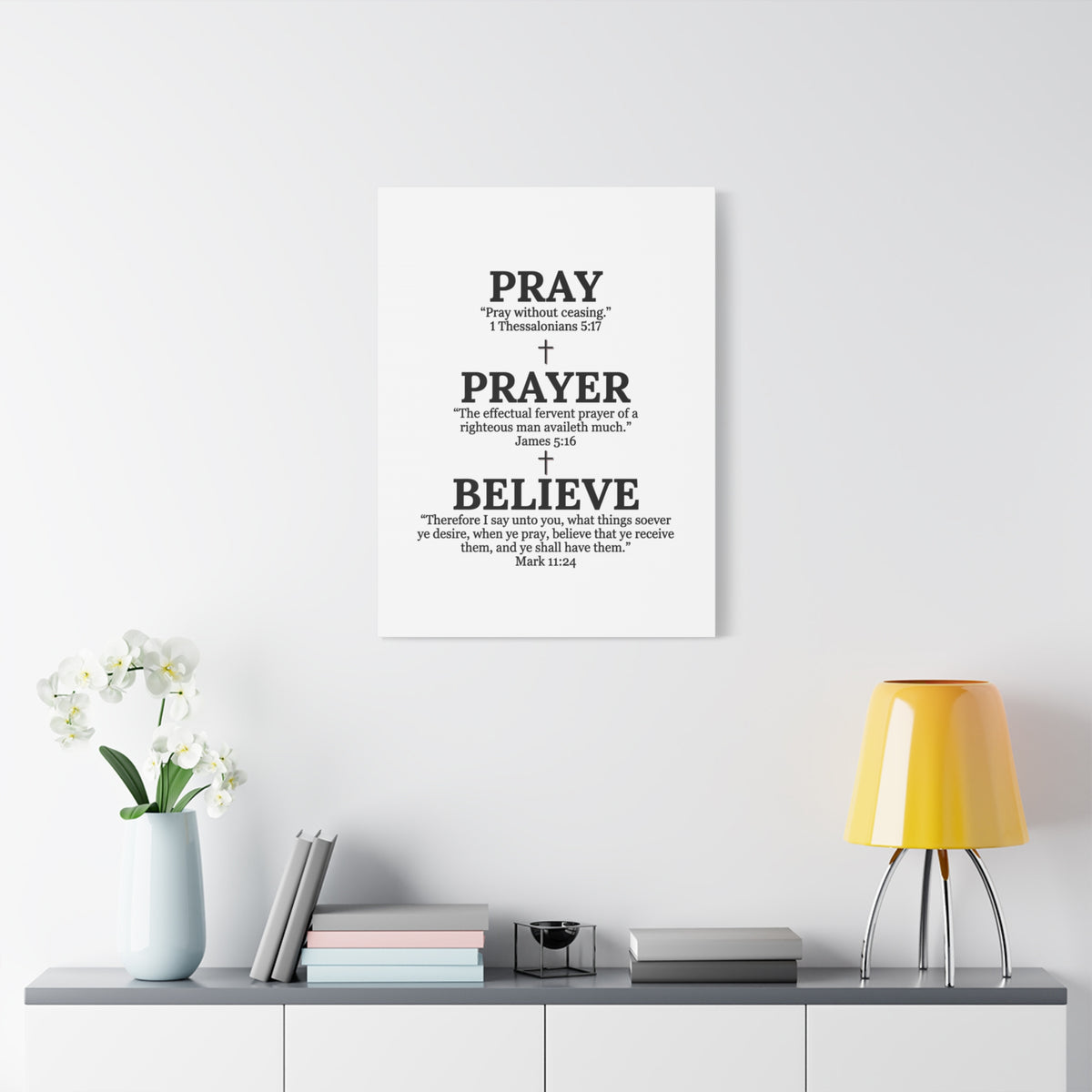 Pray, Prayer, Believe – Inspirational Christian Wall Canvas