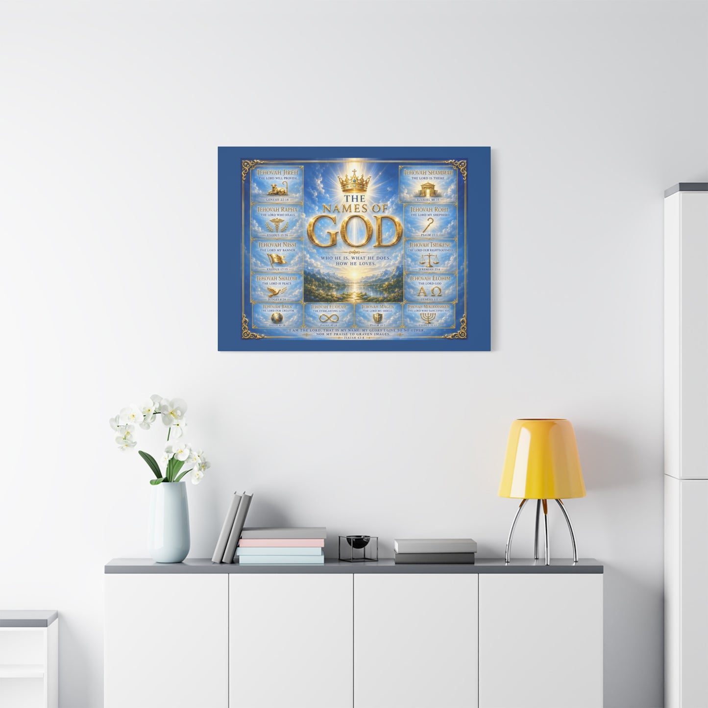 Names of God Canvas Wall Art – Heavenly Blue