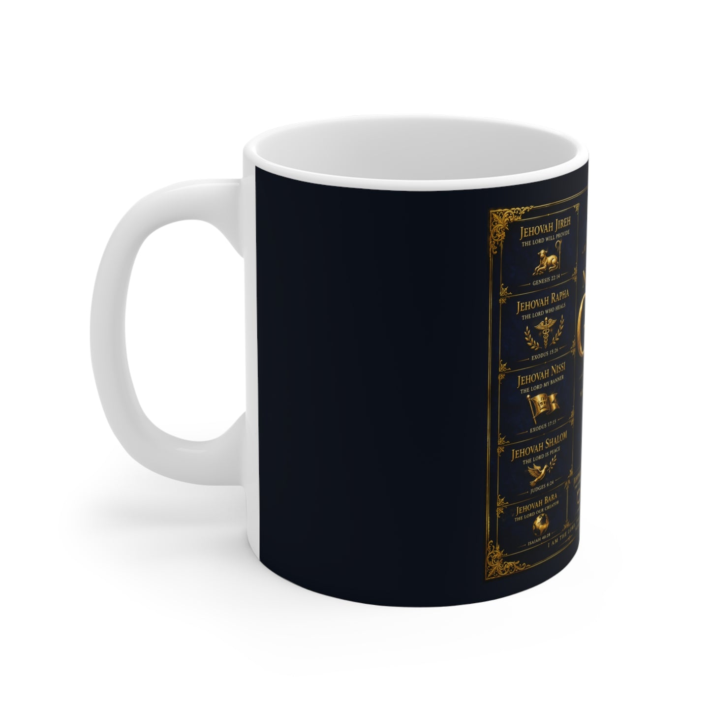 The Names of God 11oz Mug — Inspirational Christian Scripture Coffee Cup