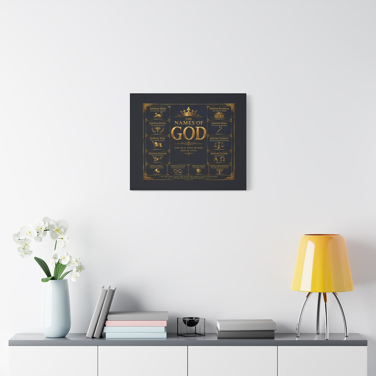 Names of God Canvas Wall Art-Deep Royal Blue