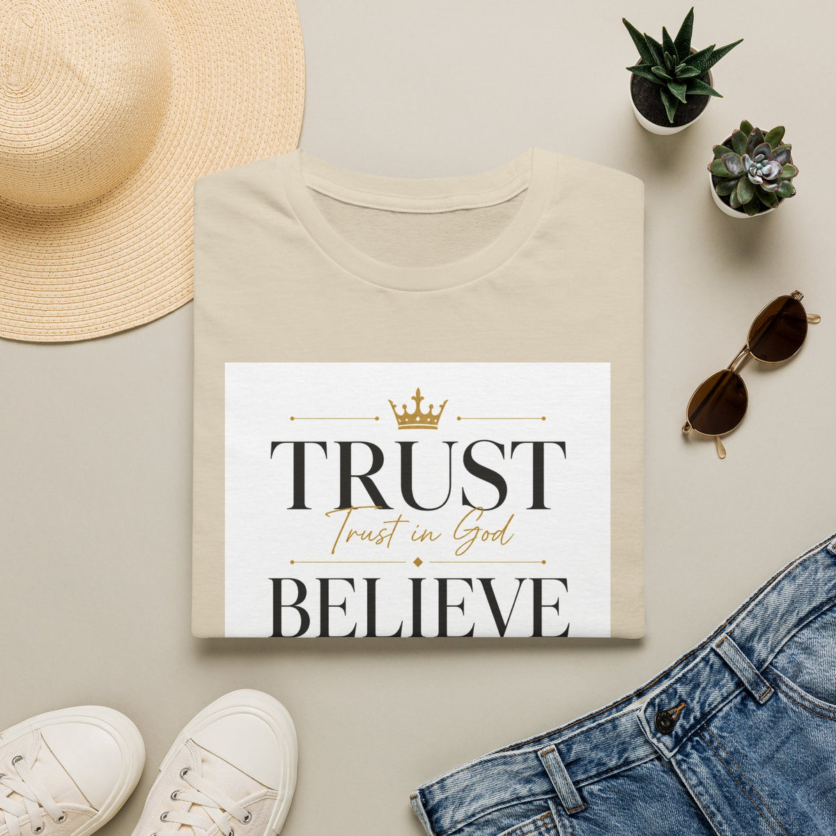 Trust Believe Faith T-Shirt — Inspirational Christian Tee