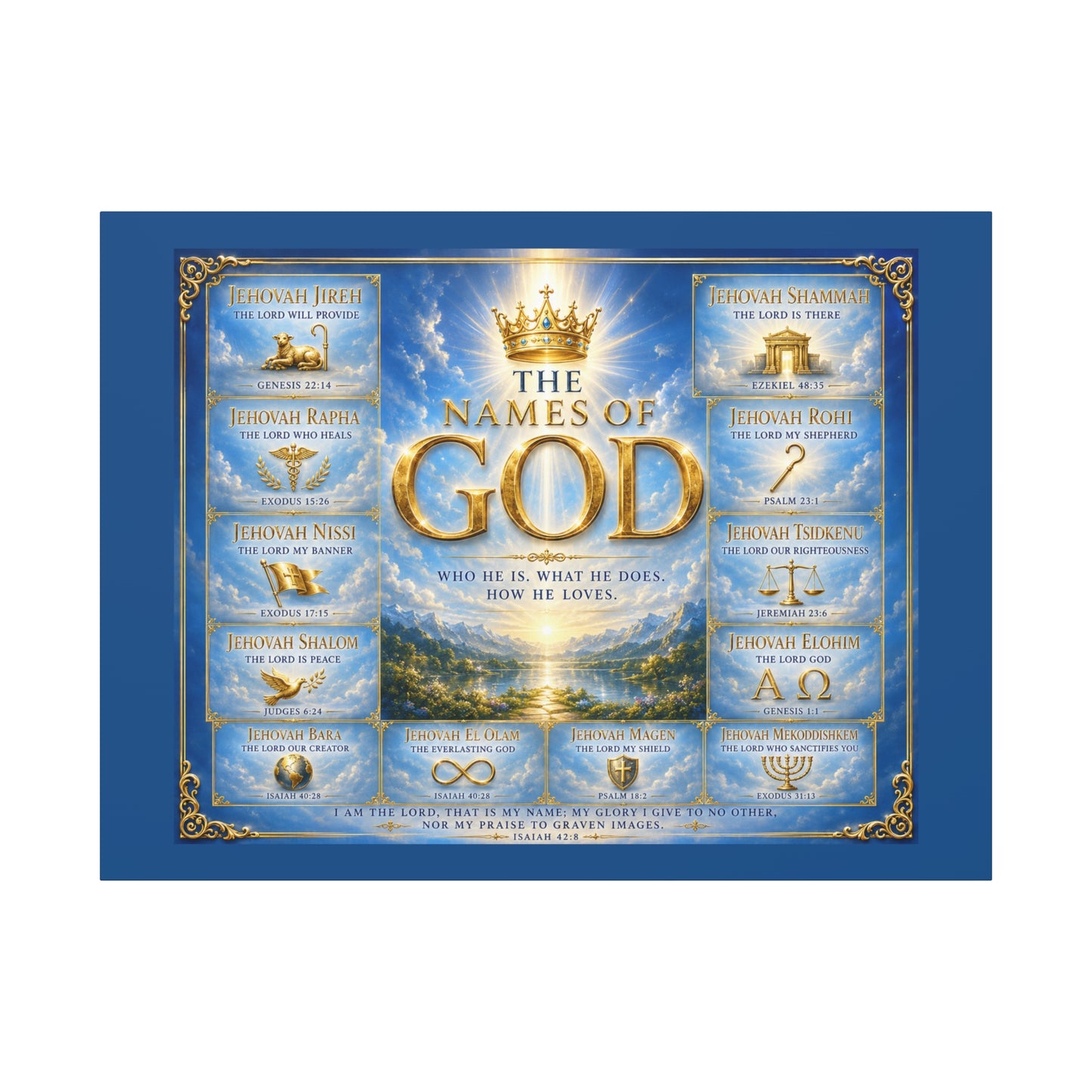 Names of God Canvas Wall Art – Heavenly Blue