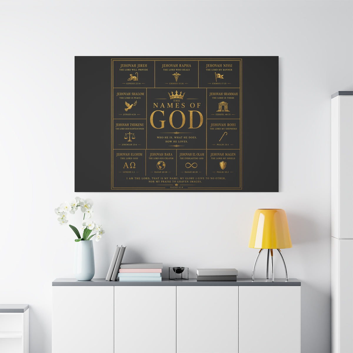 Names of God Canvas Wall Art-Black and Gold