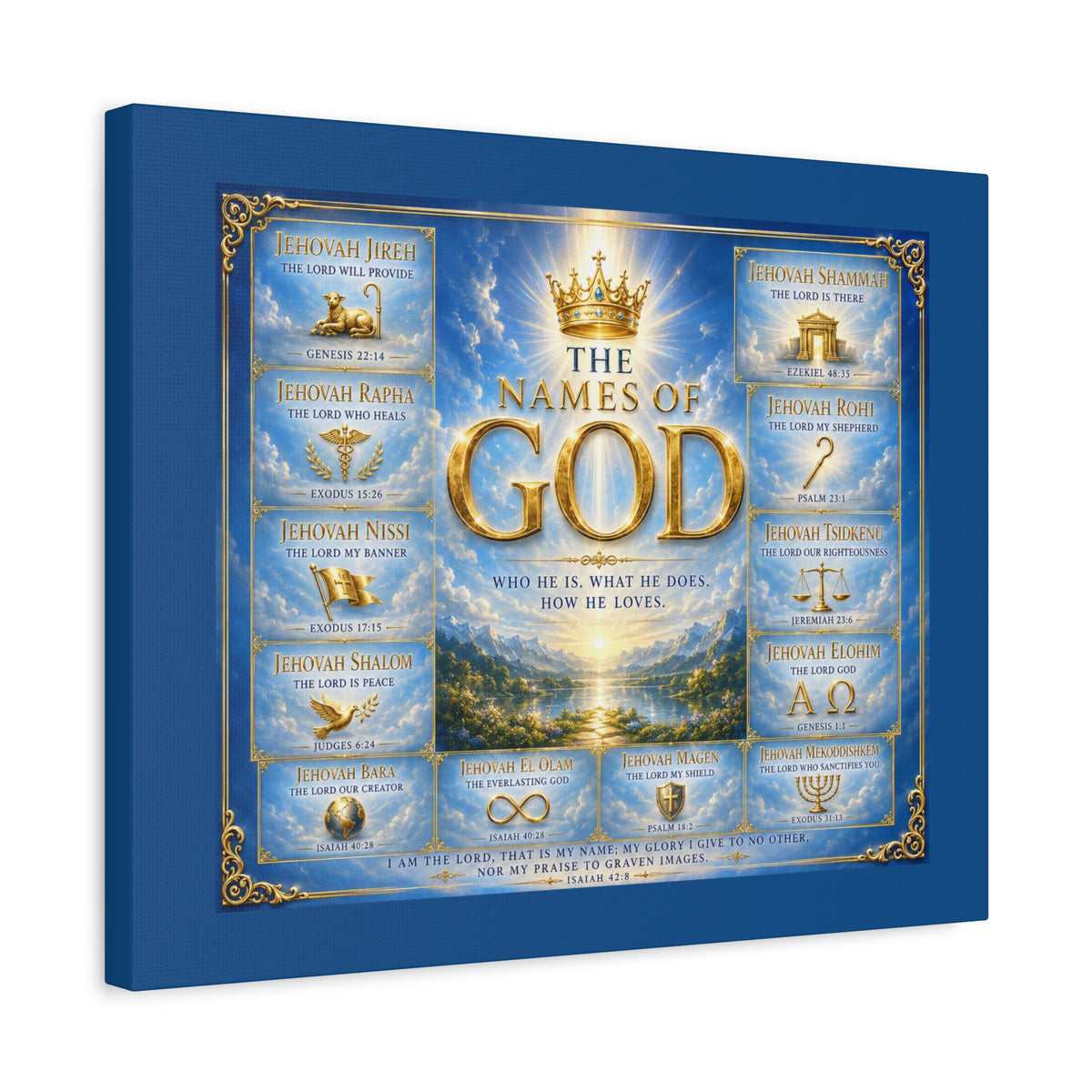 Names of God Canvas Wall Art – Heavenly Blue