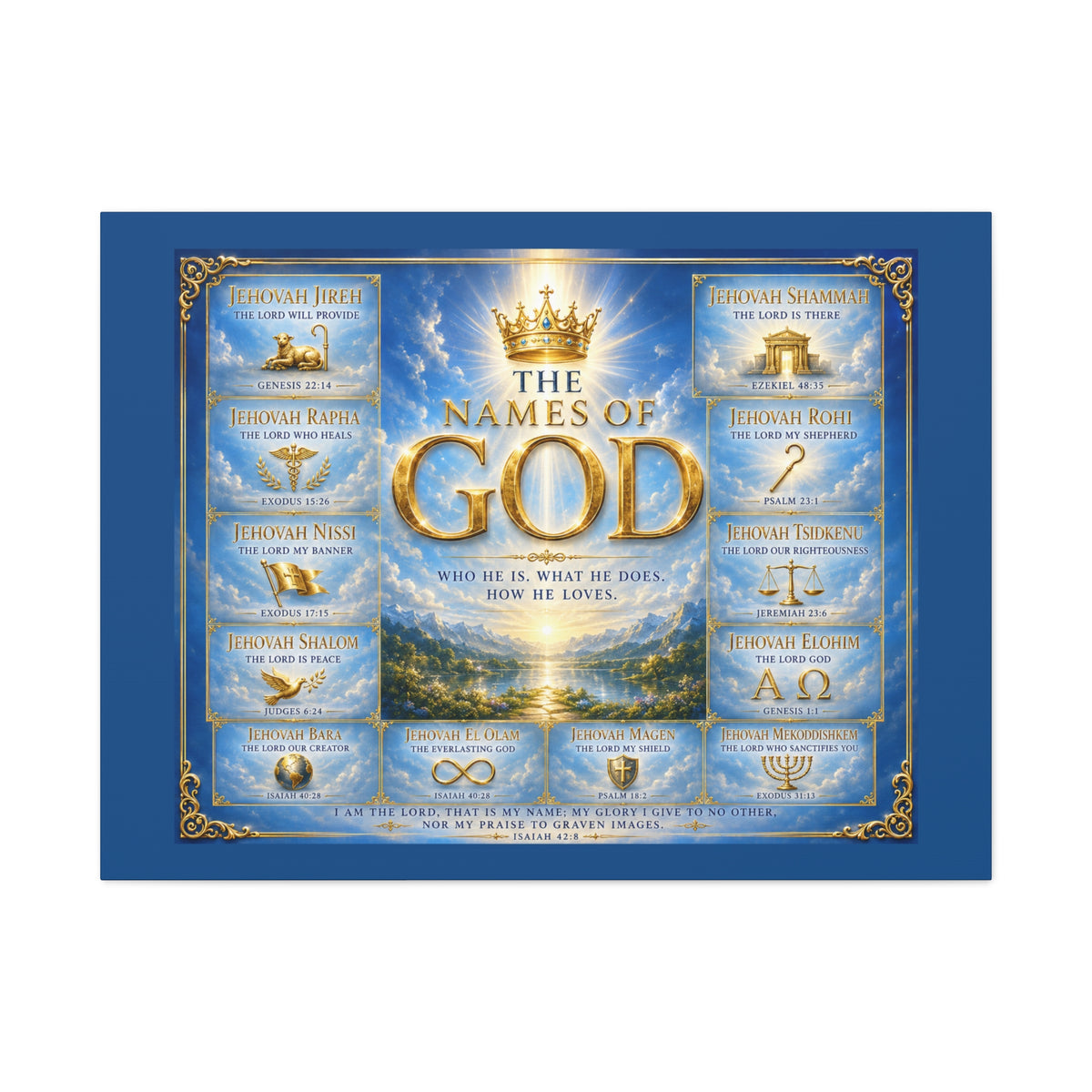 Names of God Canvas Wall Art – Heavenly Blue