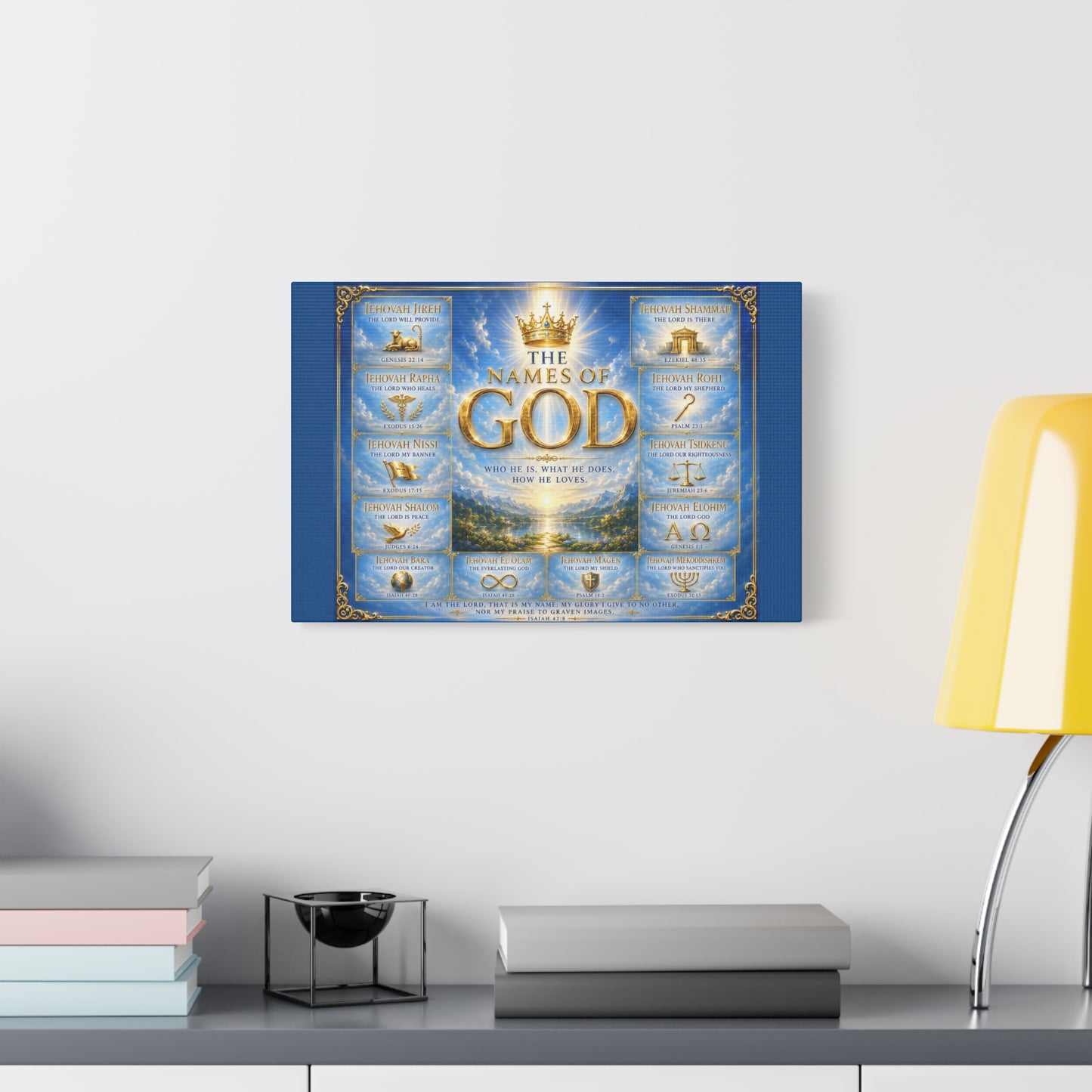 Names of God Canvas Wall Art – Heavenly Blue