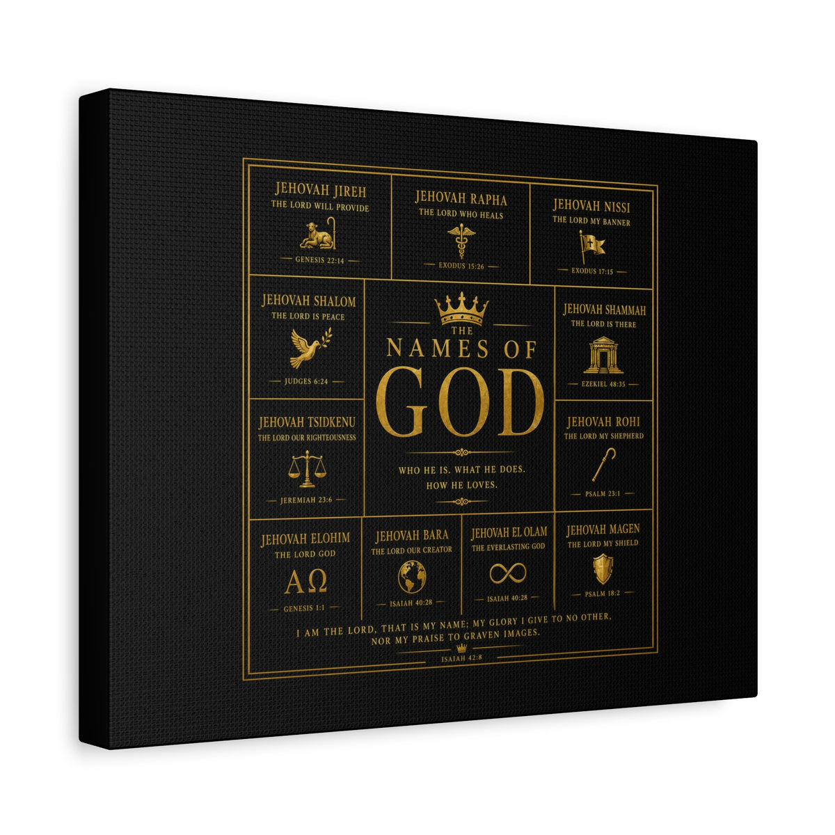 Names of God Canvas Wall Art-Black and Gold
