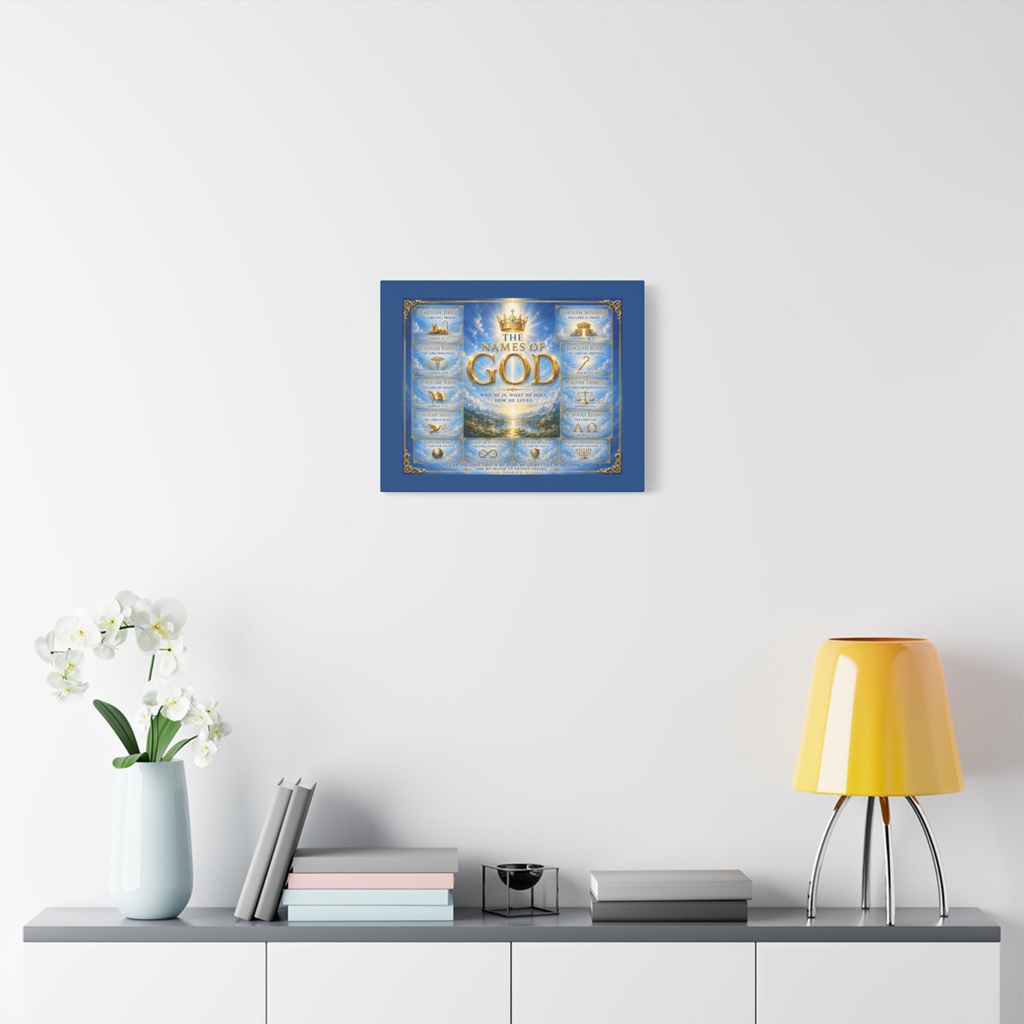 Names of God Canvas Wall Art – Heavenly Blue
