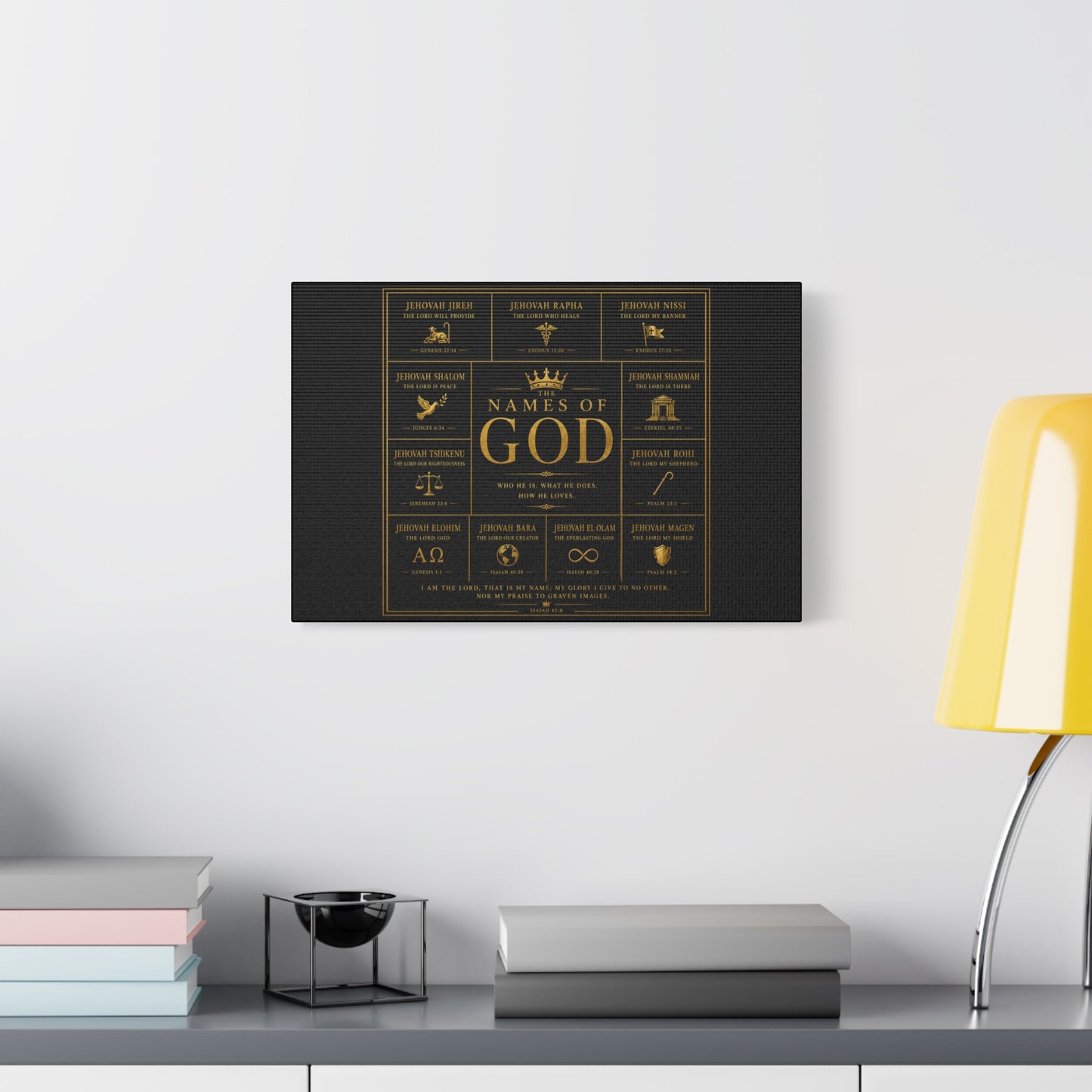 Names of God Canvas Wall Art-Black and Gold