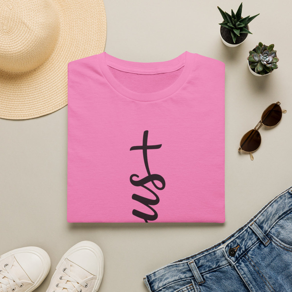 Jesus Vertical Script T-Shirt — Faith Christian Tee