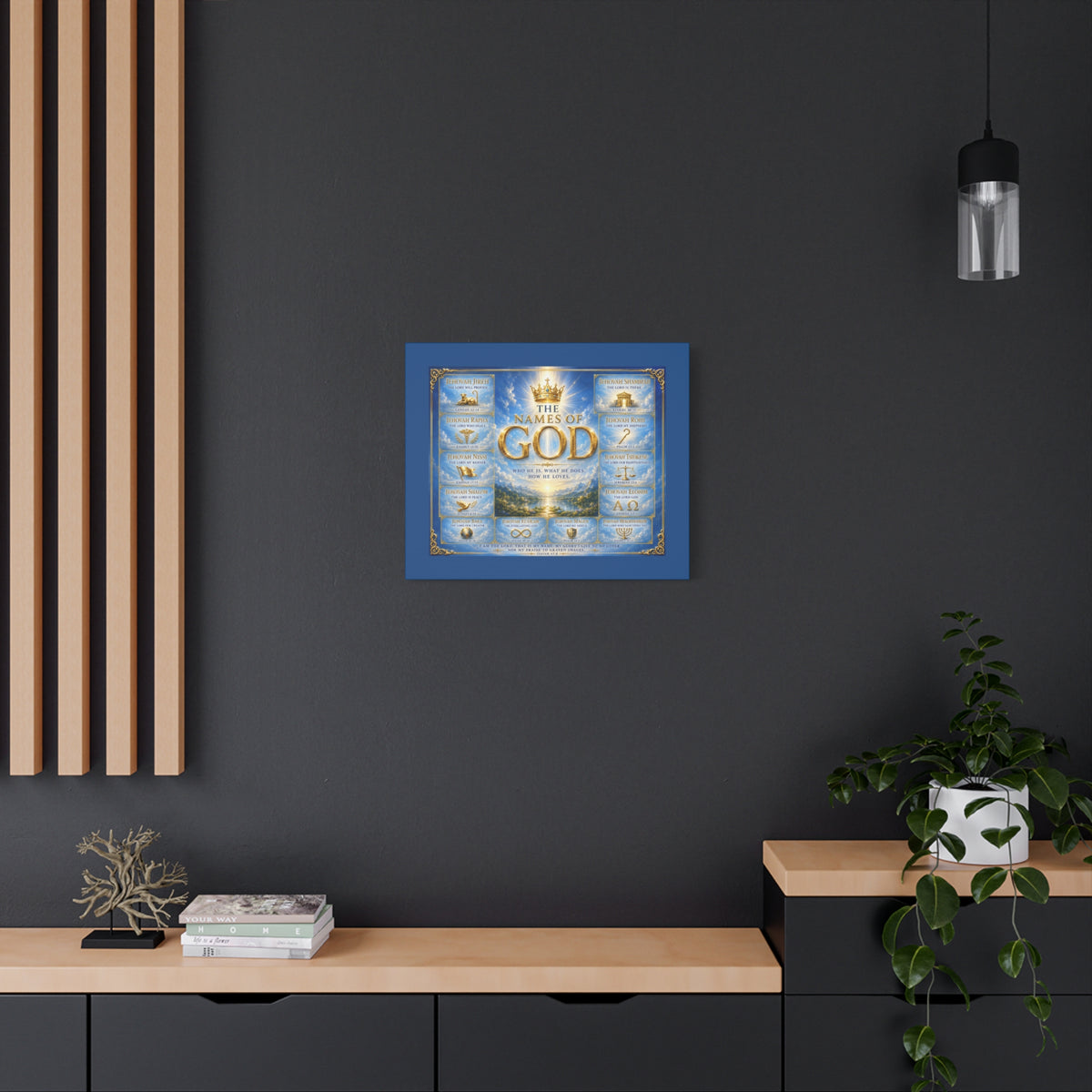 Names of God Canvas Wall Art – Heavenly Blue