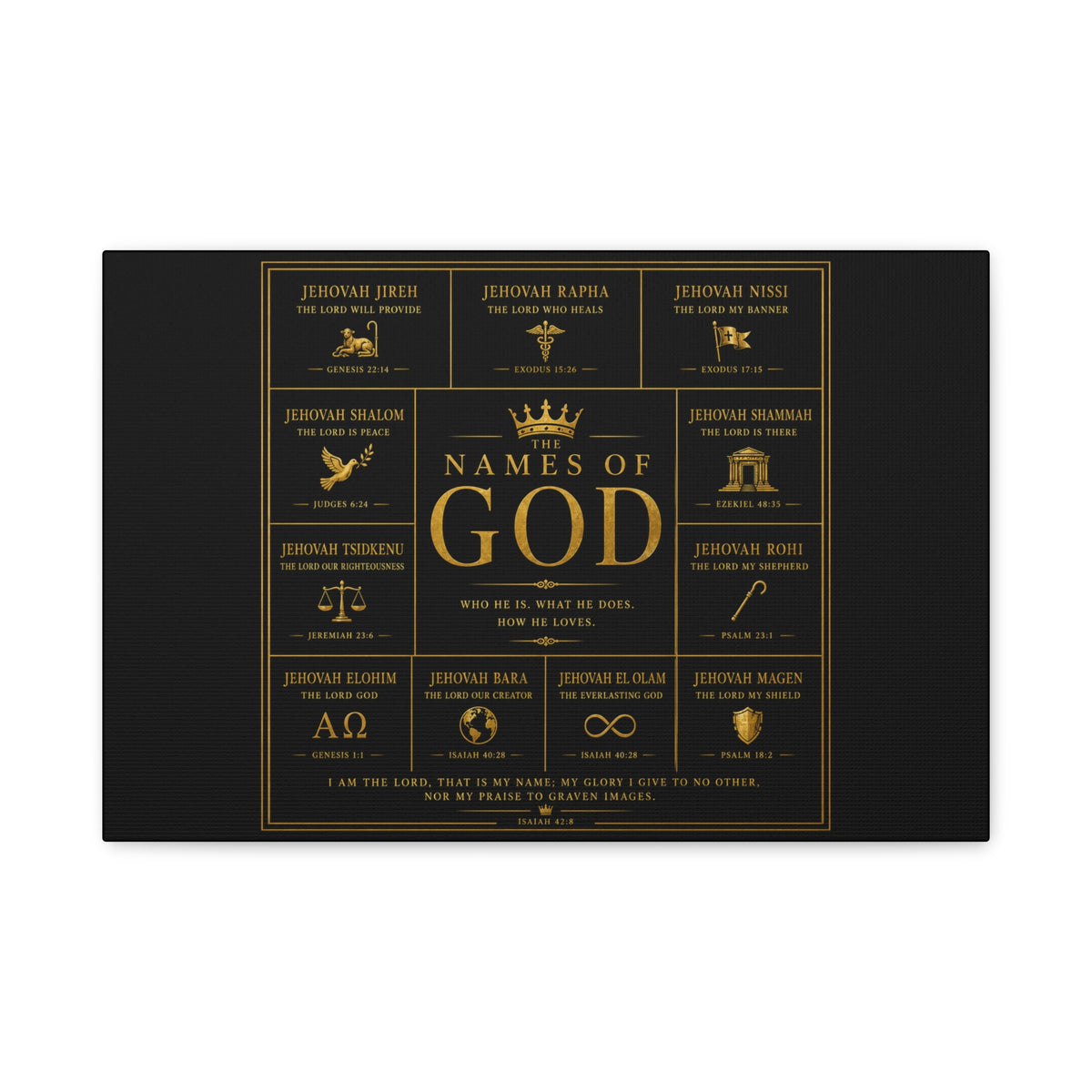 Names of God Canvas Wall Art-Black and Gold