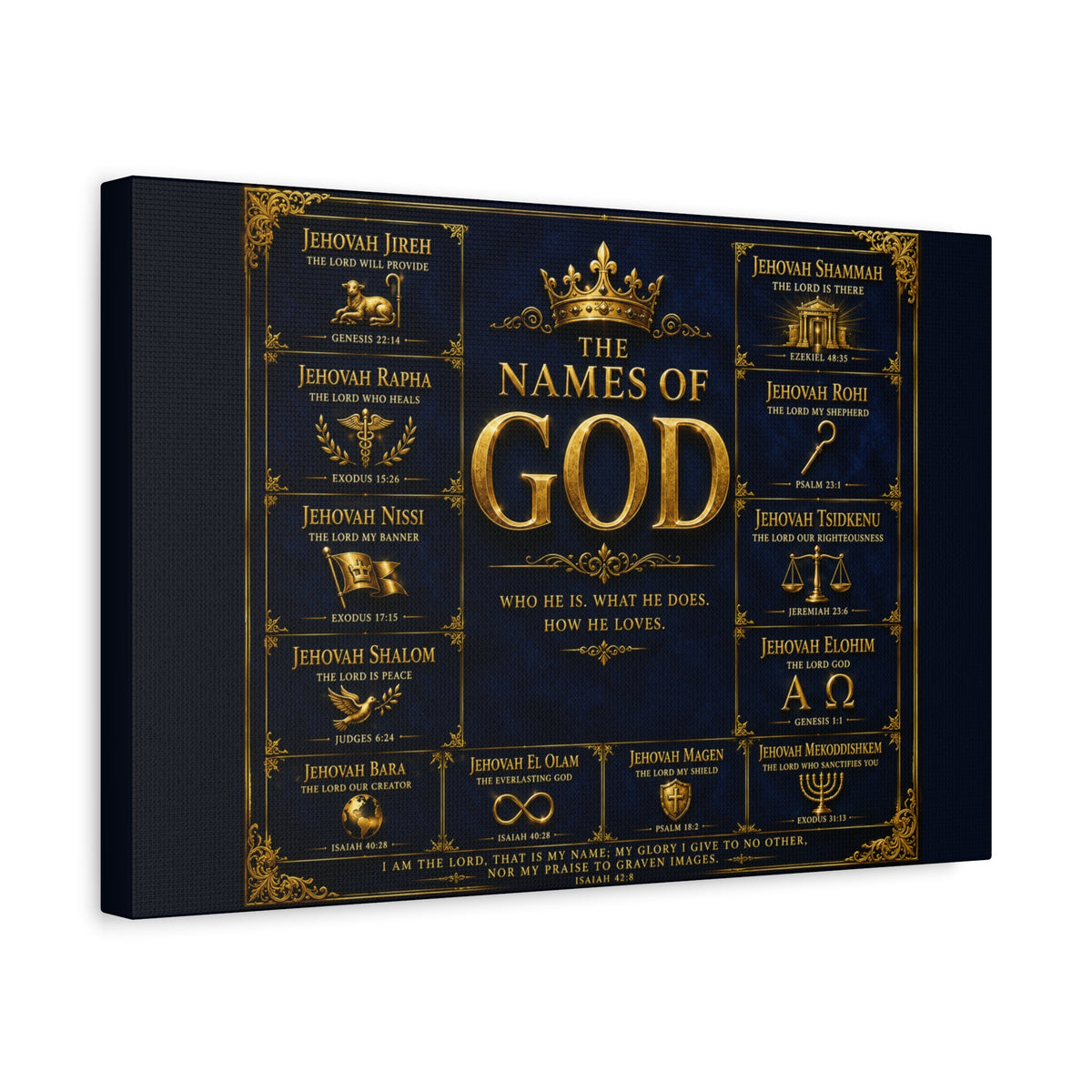 Names of God Canvas Wall Art-Deep Royal Blue