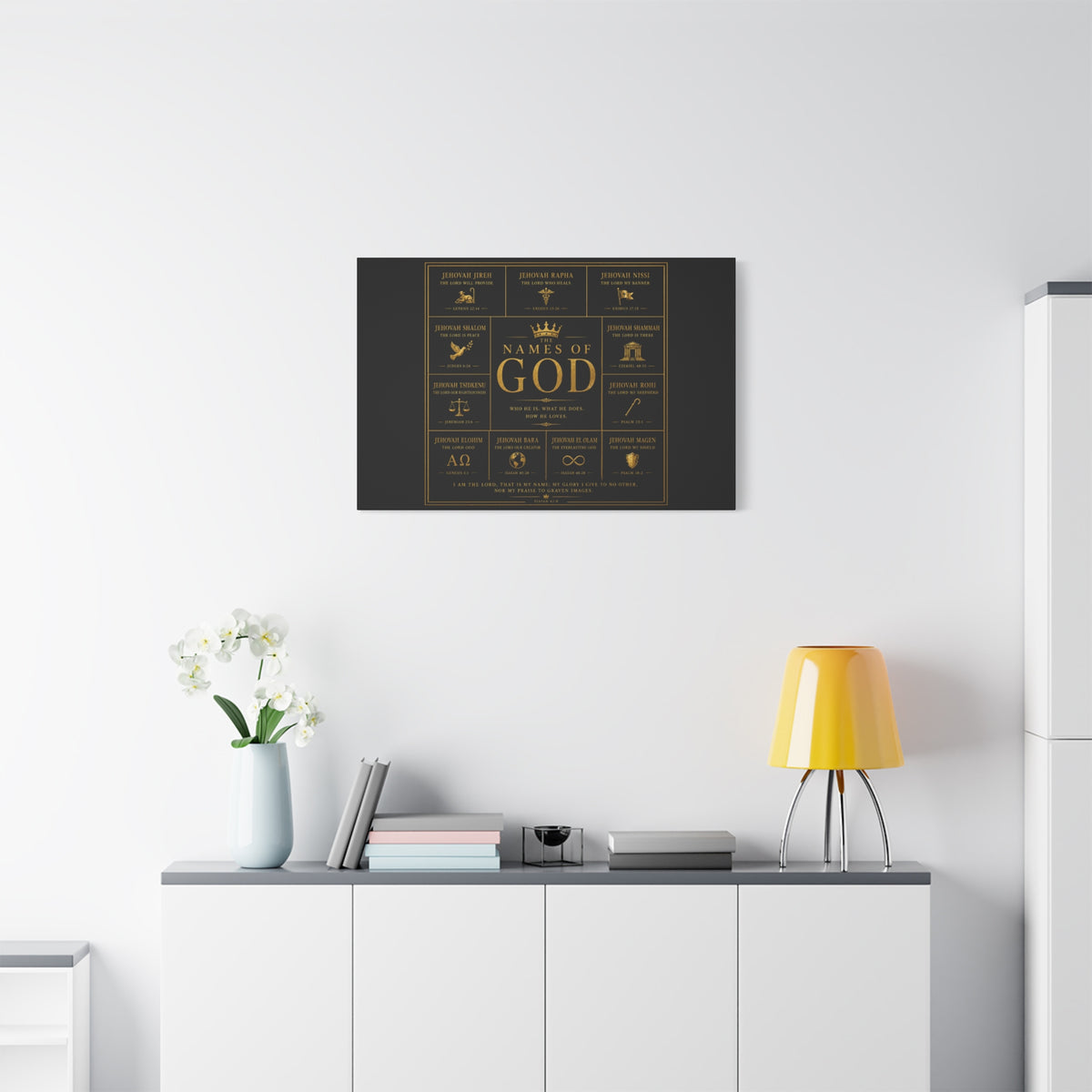Names of God Canvas Wall Art-Black and Gold