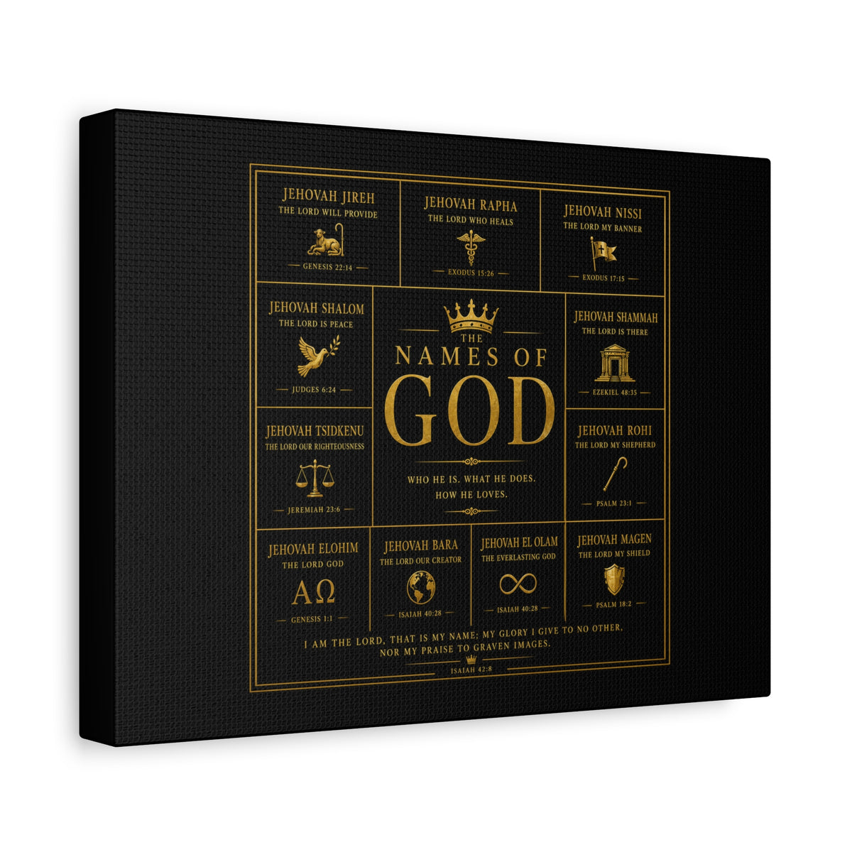 Names of God Canvas Wall Art-Black and Gold