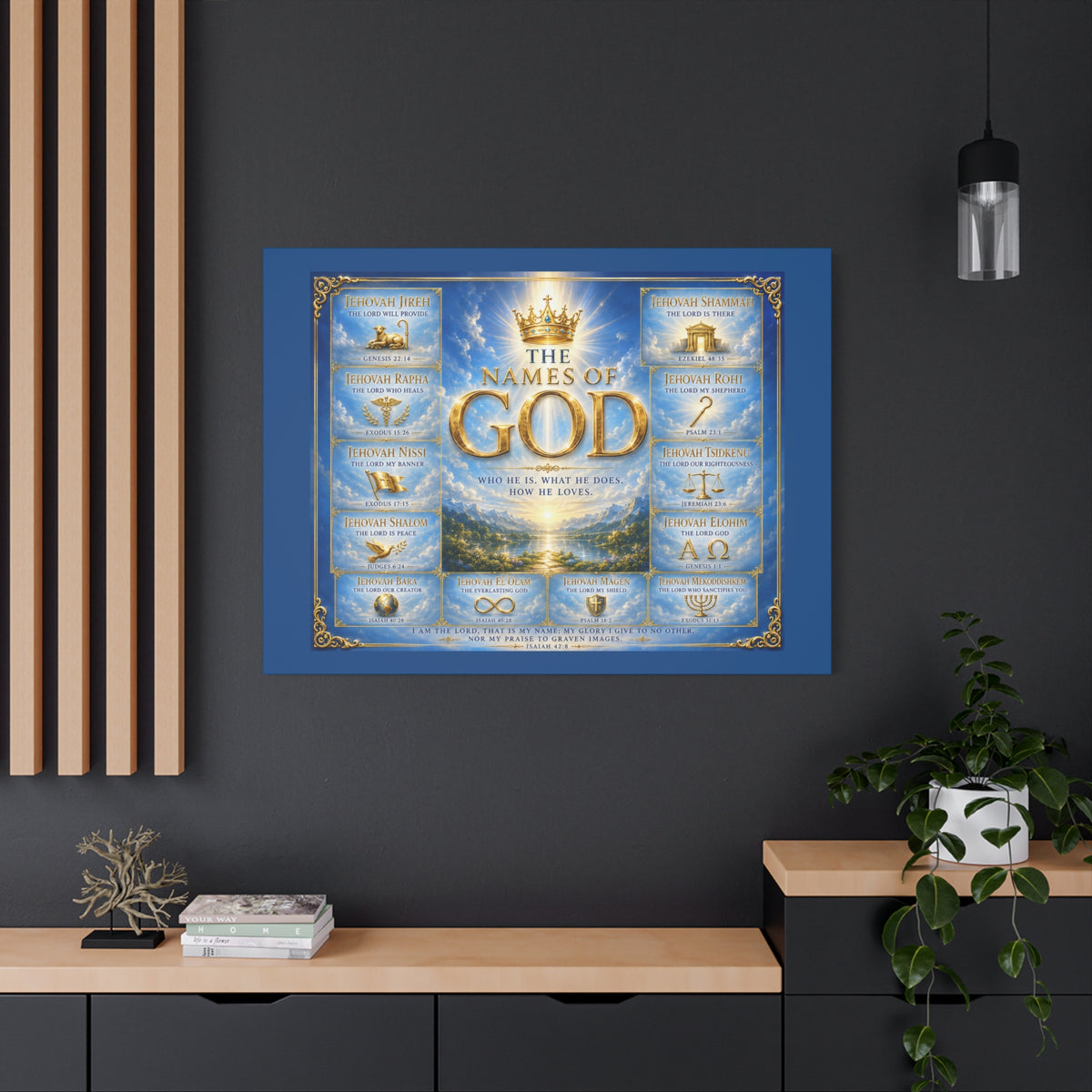 Names of God Canvas Wall Art – Heavenly Blue
