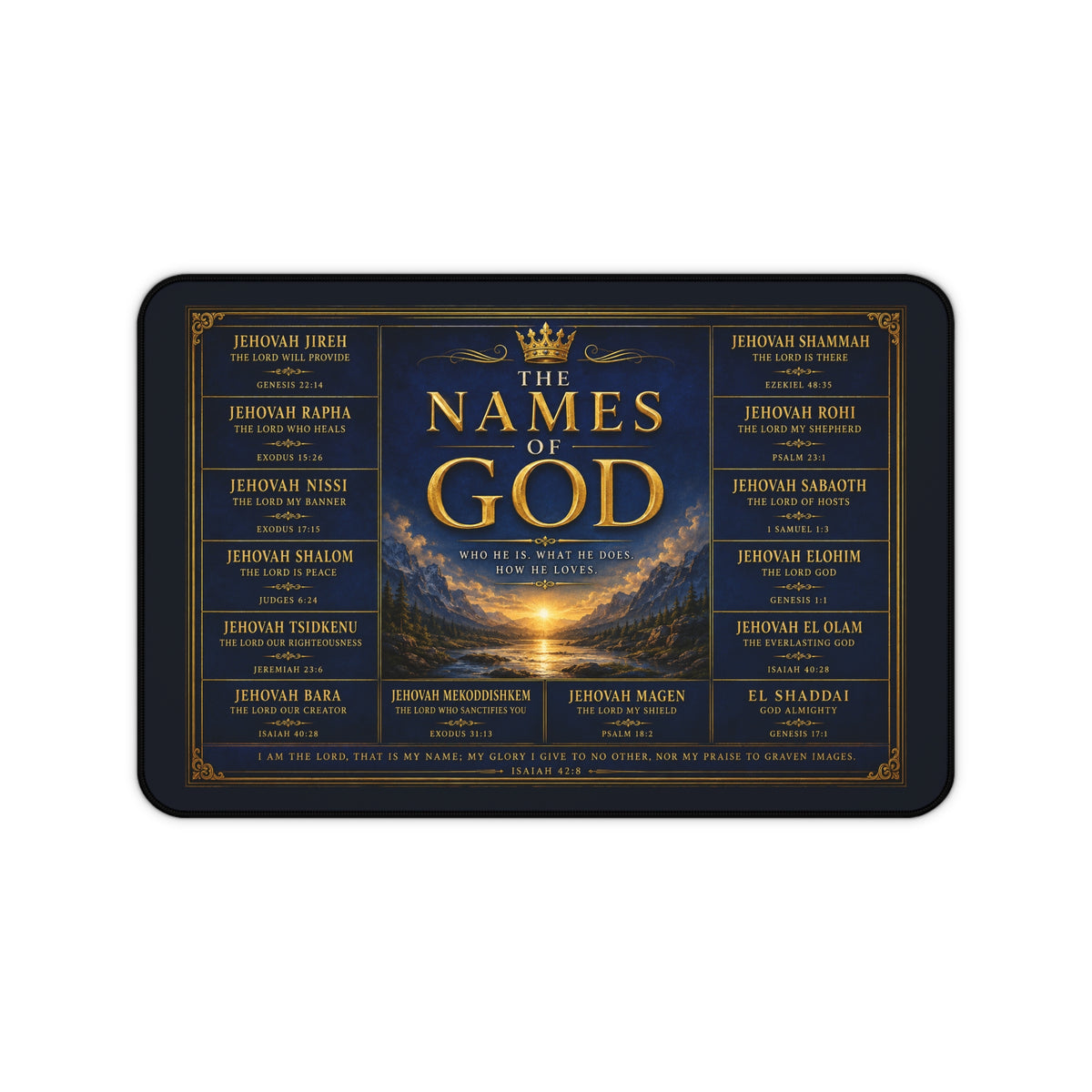 The Names of God Desk Mat — Inspirational Christian Desk Pad