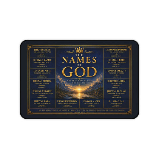 The Names of God Desk Mat — Inspirational Christian Desk Pad