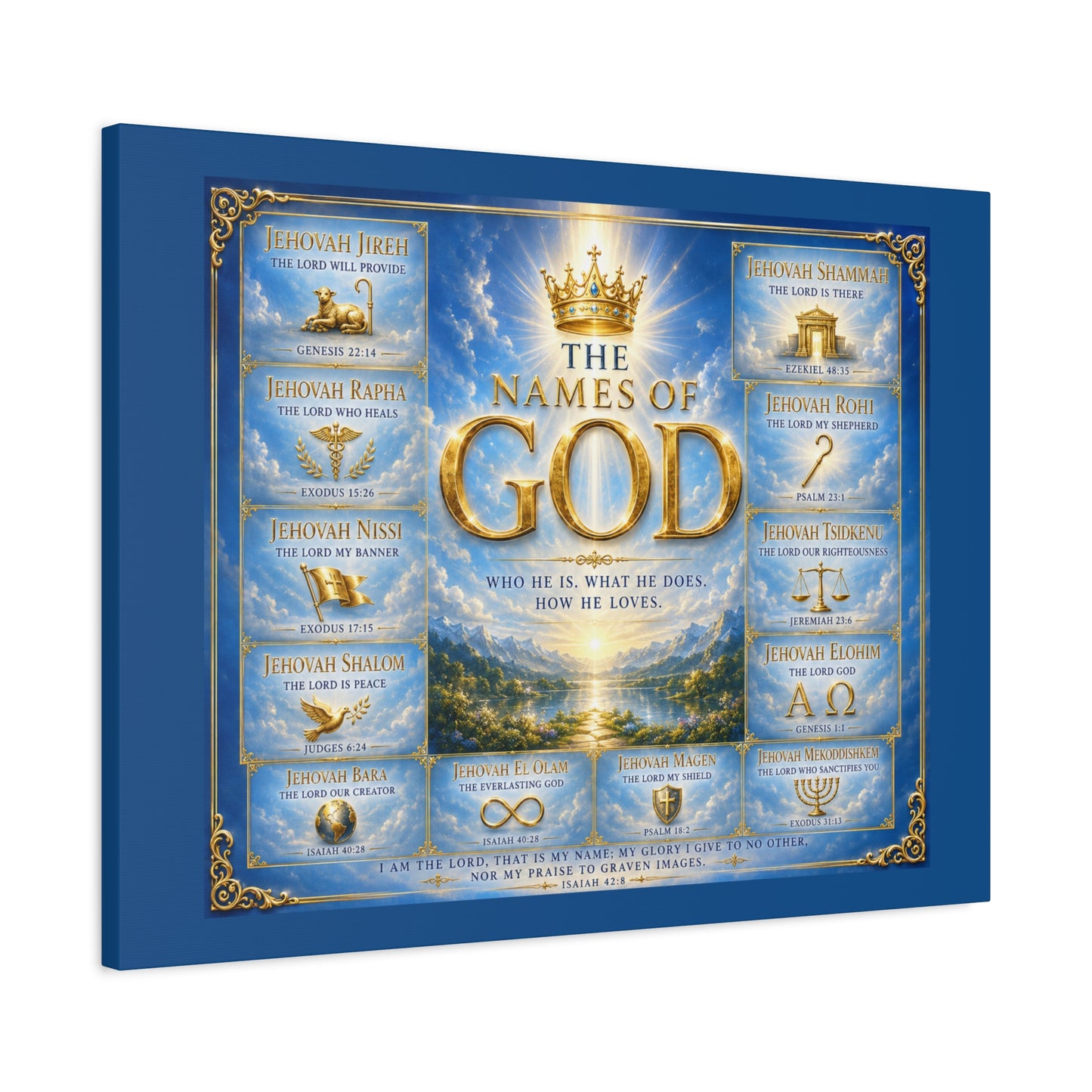 Names of God Canvas Wall Art – Heavenly Blue