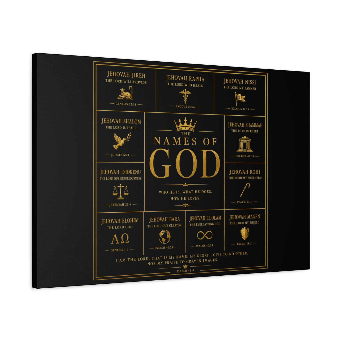 Names of God Canvas Wall Art-Black and Gold