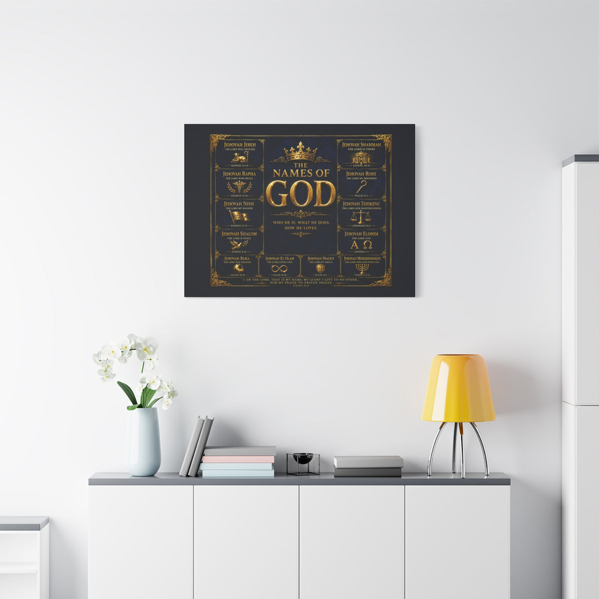 Names of God Canvas Wall Art-Deep Royal Blue