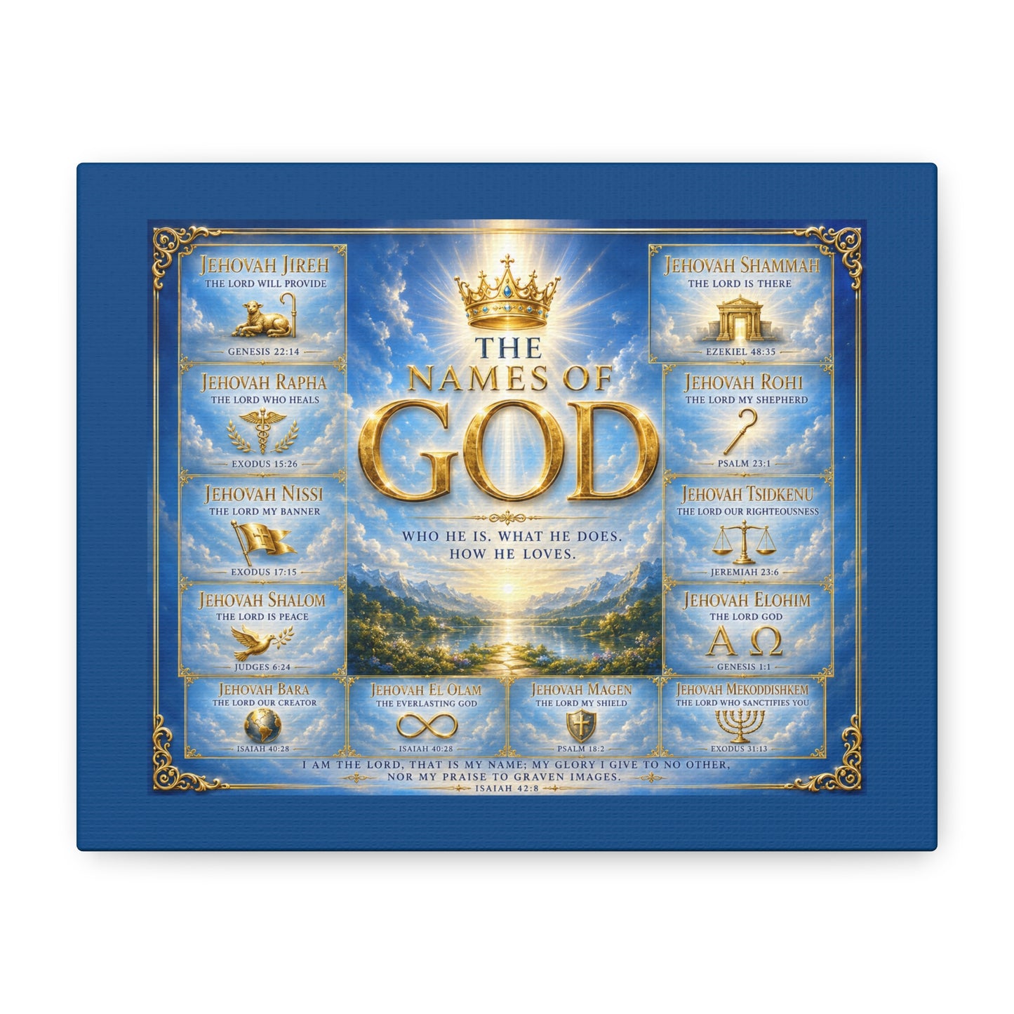 Names of God Canvas Wall Art – Heavenly Blue