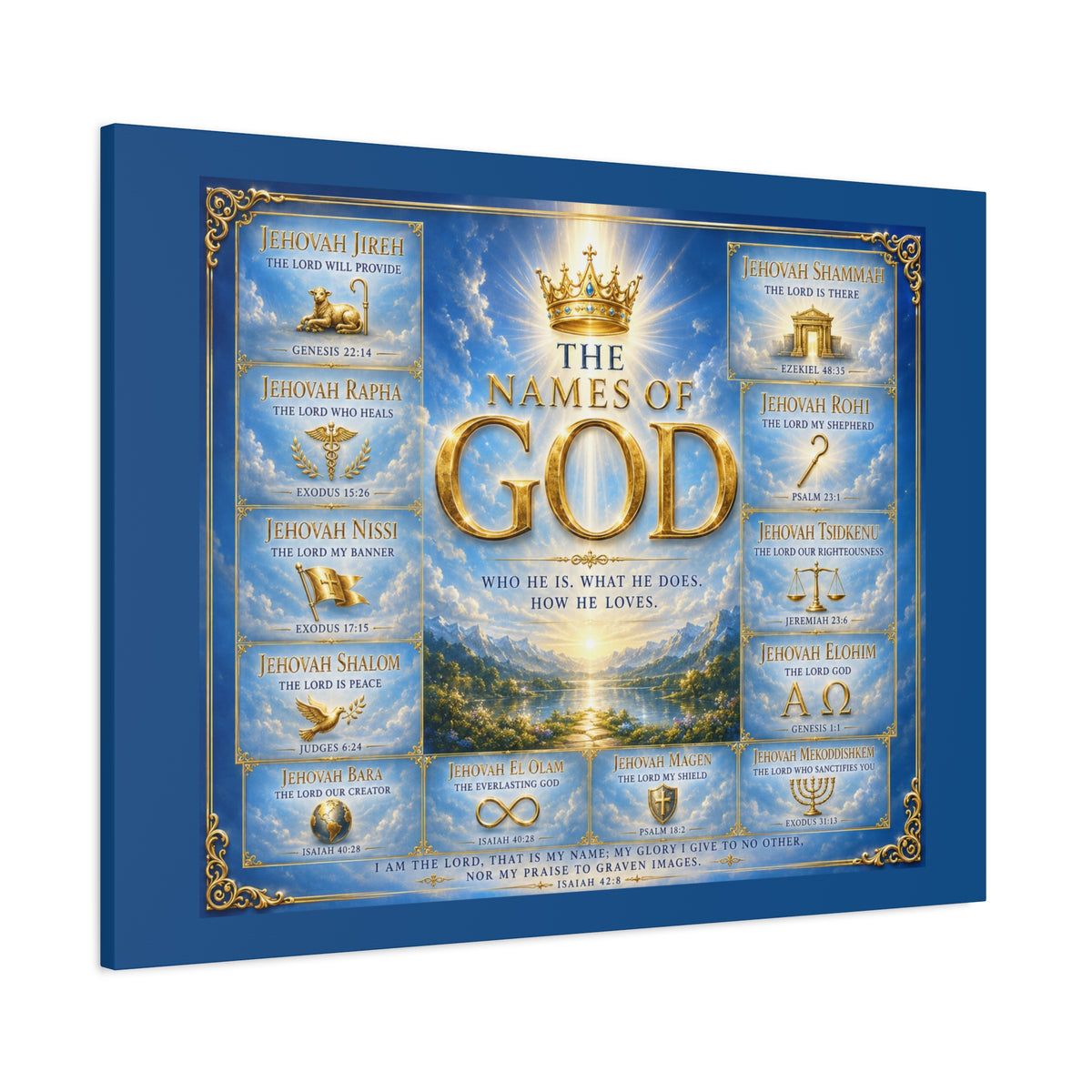 Names of God Canvas Wall Art – Heavenly Blue