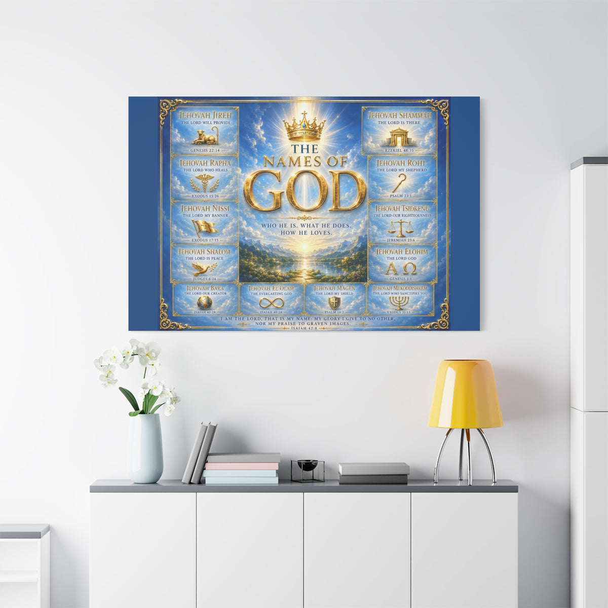 Names of God Canvas Wall Art – Heavenly Blue