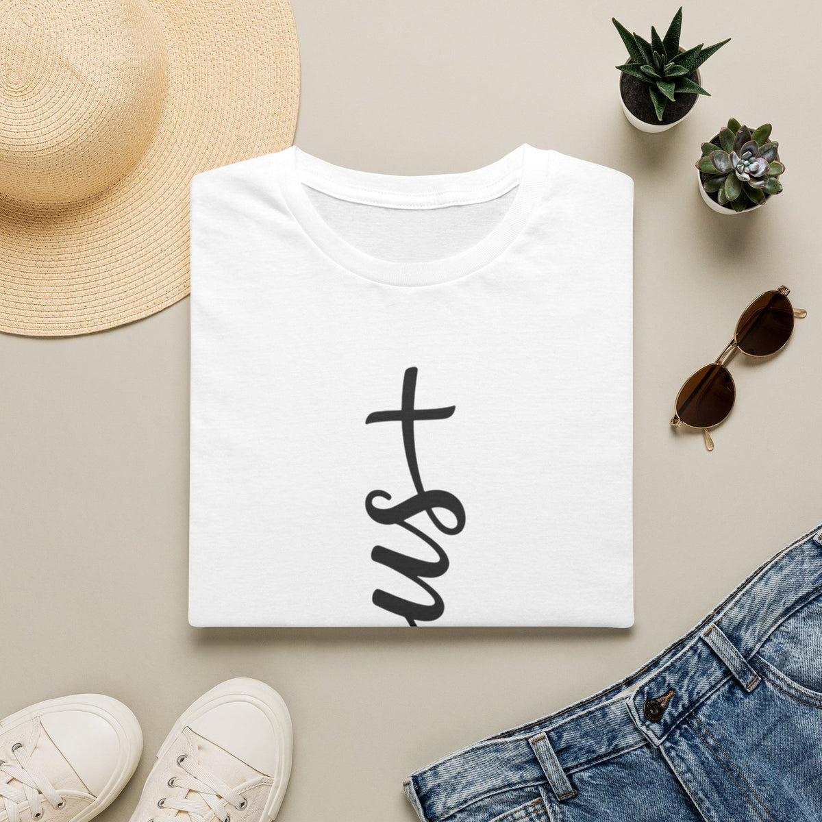 Jesus Vertical Script T-Shirt — Faith Christian Tee