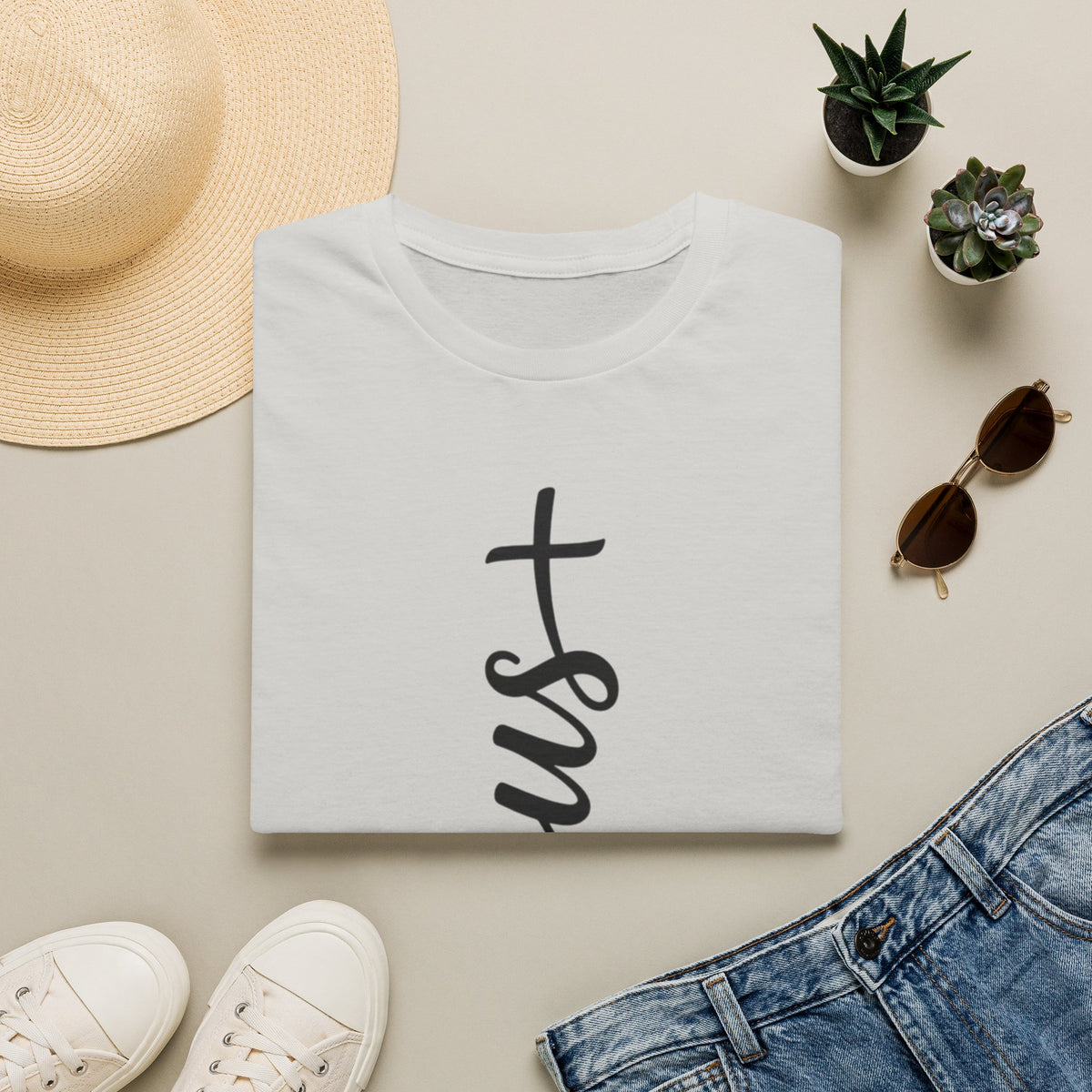 Jesus Vertical Script T-Shirt — Faith Christian Tee