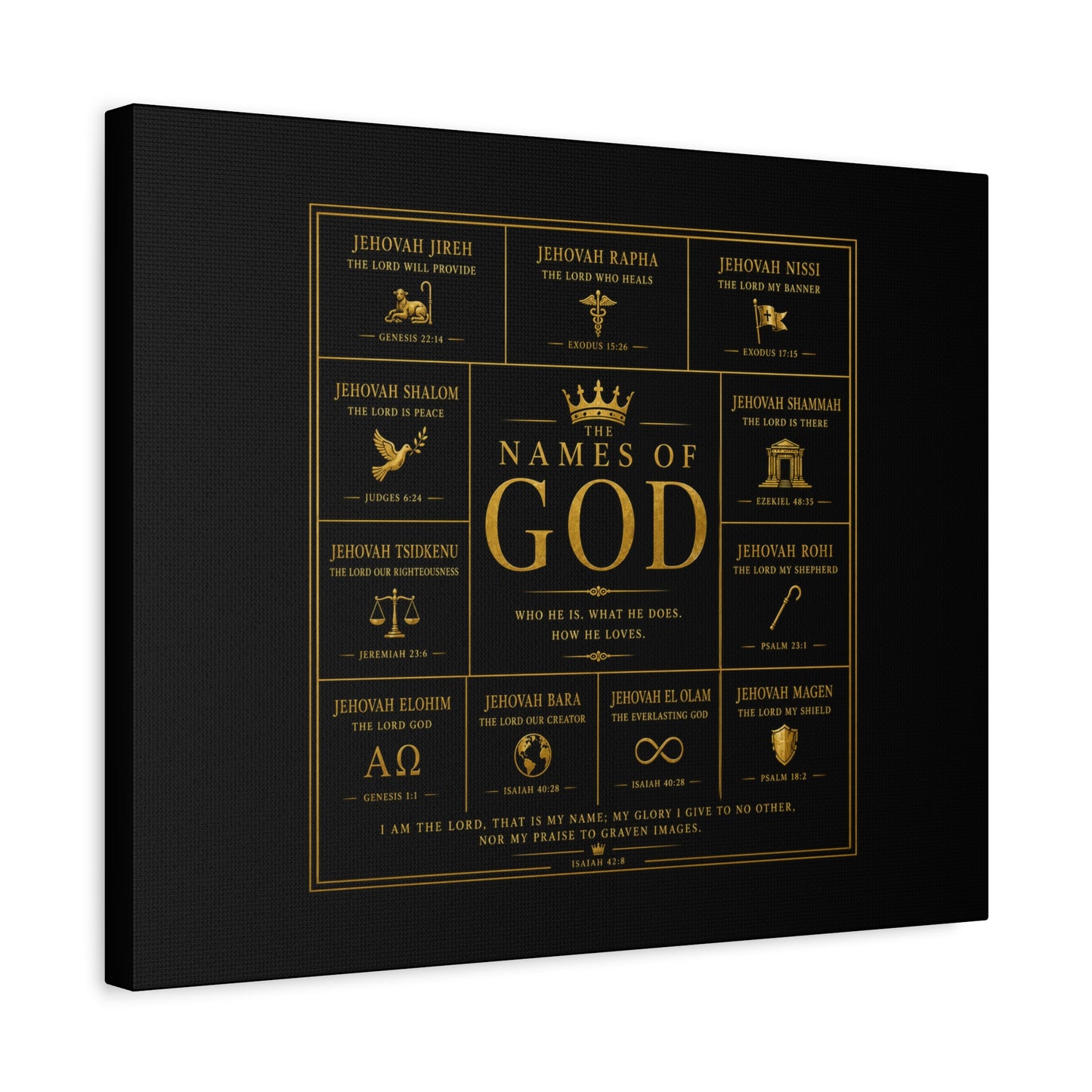 Names of God Canvas Wall Art-Black and Gold