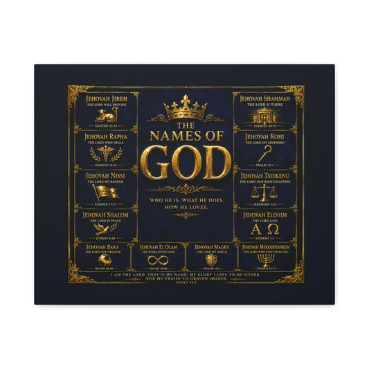 Names of God Canvas Wall Art-Deep Royal Blue