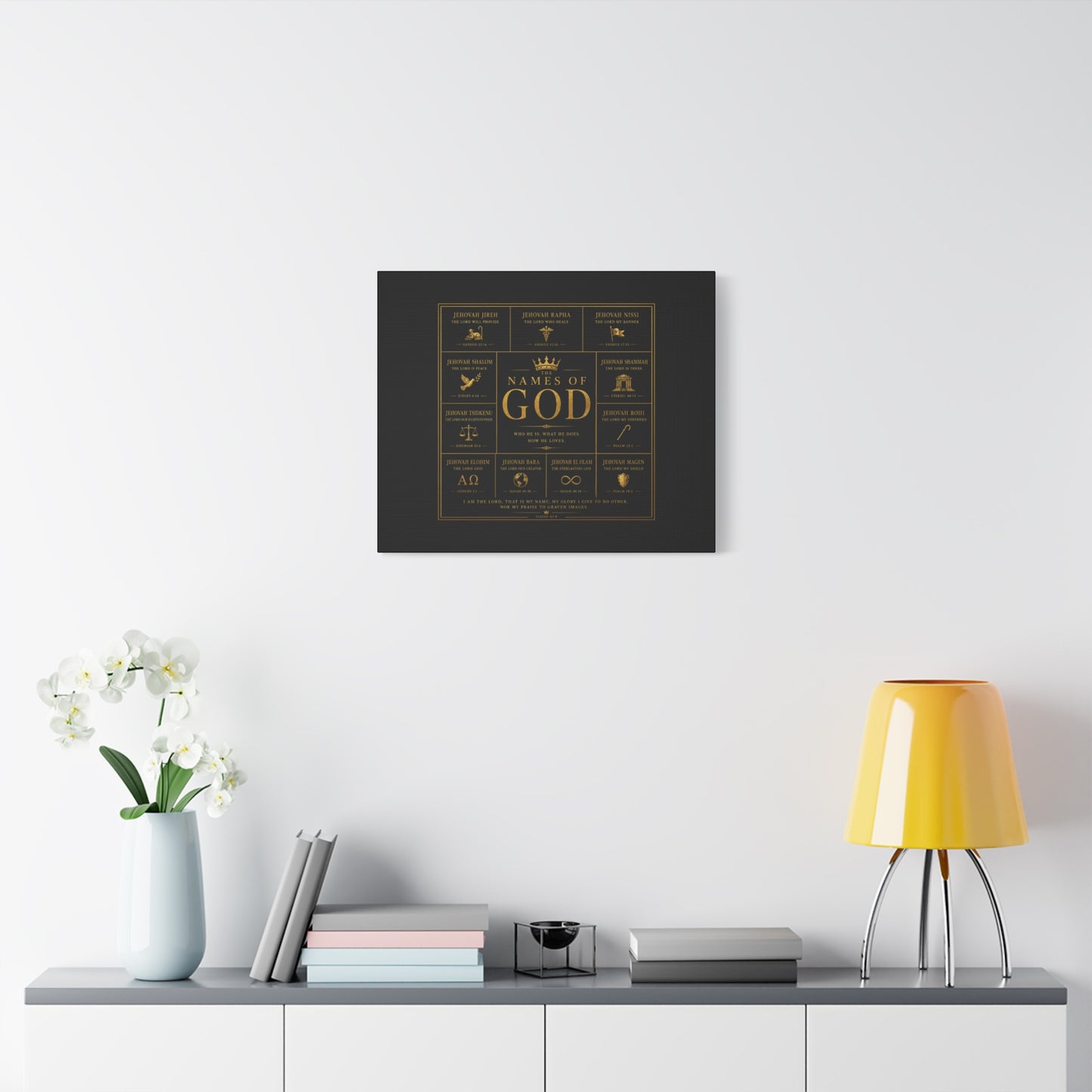 Names of God Canvas Wall Art-Black and Gold