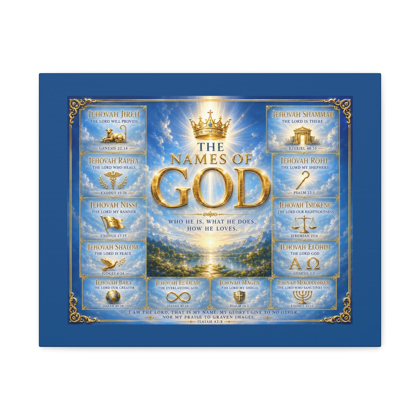 Names of God Canvas Wall Art – Heavenly Blue