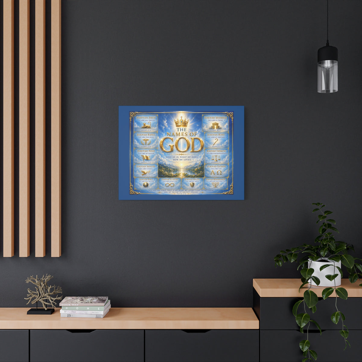 Names of God Canvas Wall Art – Heavenly Blue
