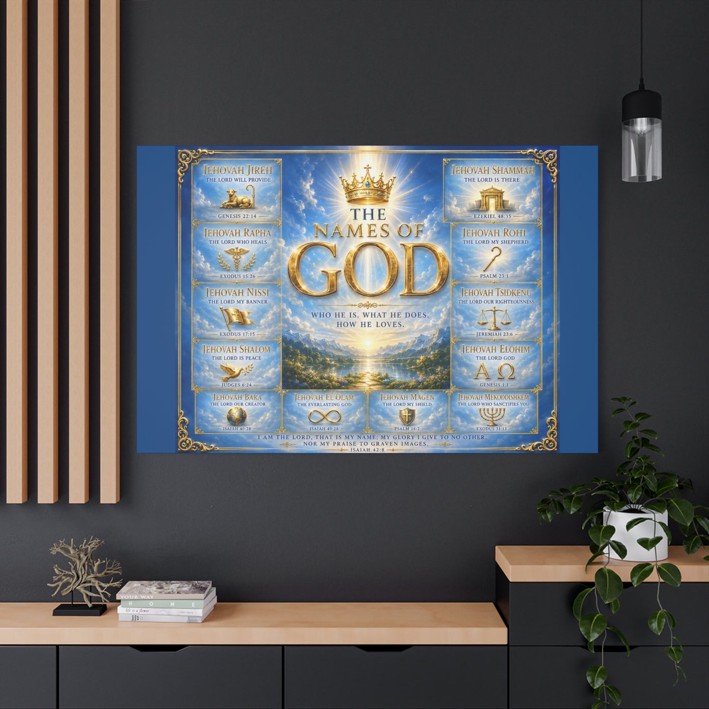 Names of God Canvas Wall Art – Heavenly Blue
