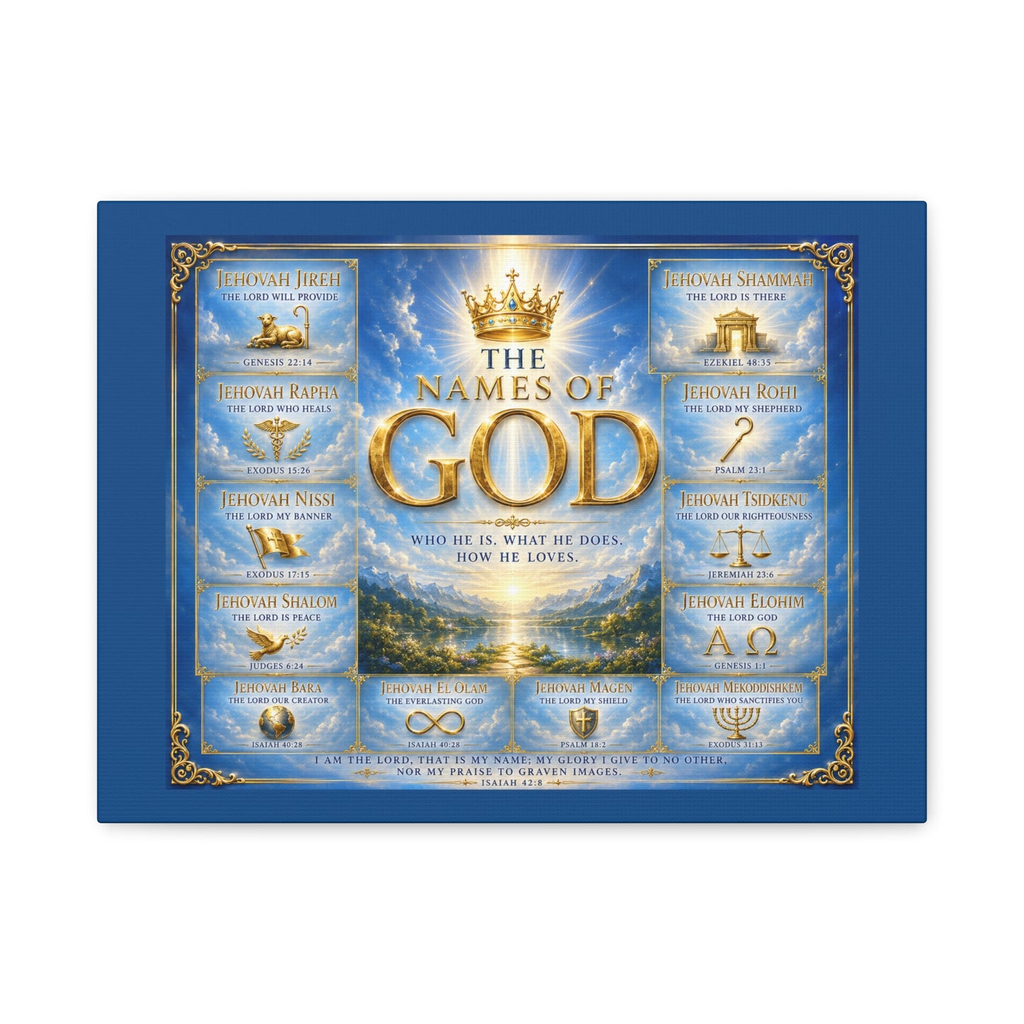 Names of God Canvas Wall Art – Heavenly Blue