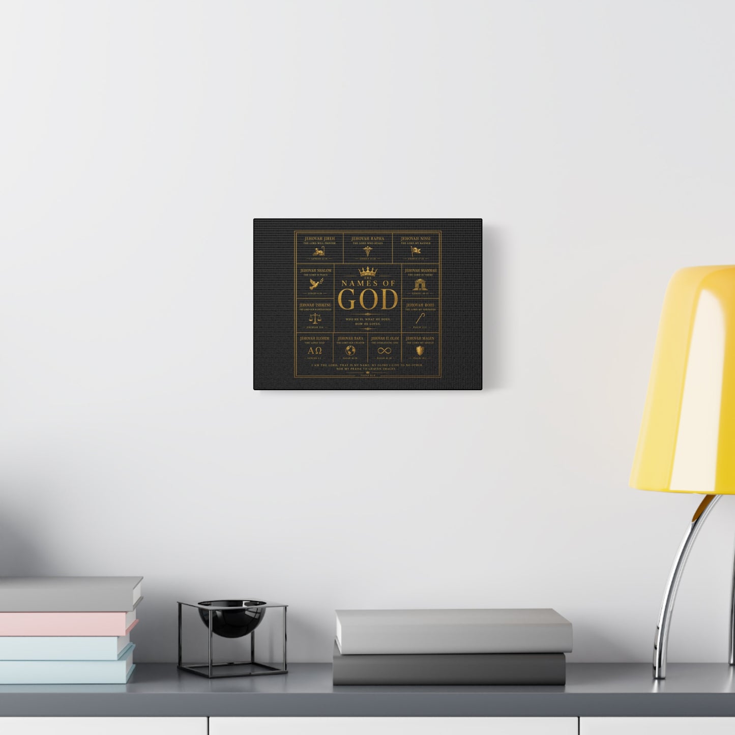 Names of God Canvas Wall Art-Black and Gold