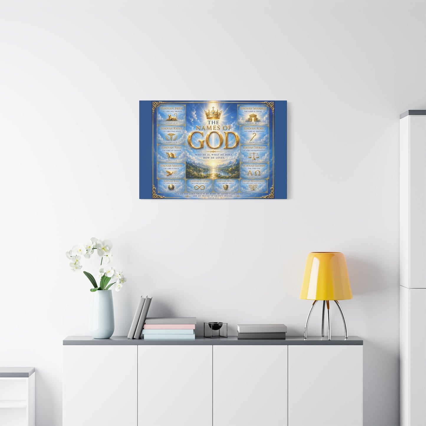 Names of God Canvas Wall Art – Heavenly Blue