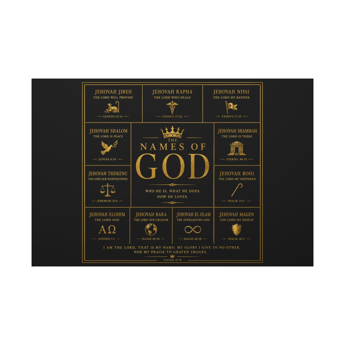 Names of God Canvas Wall Art-Black and Gold