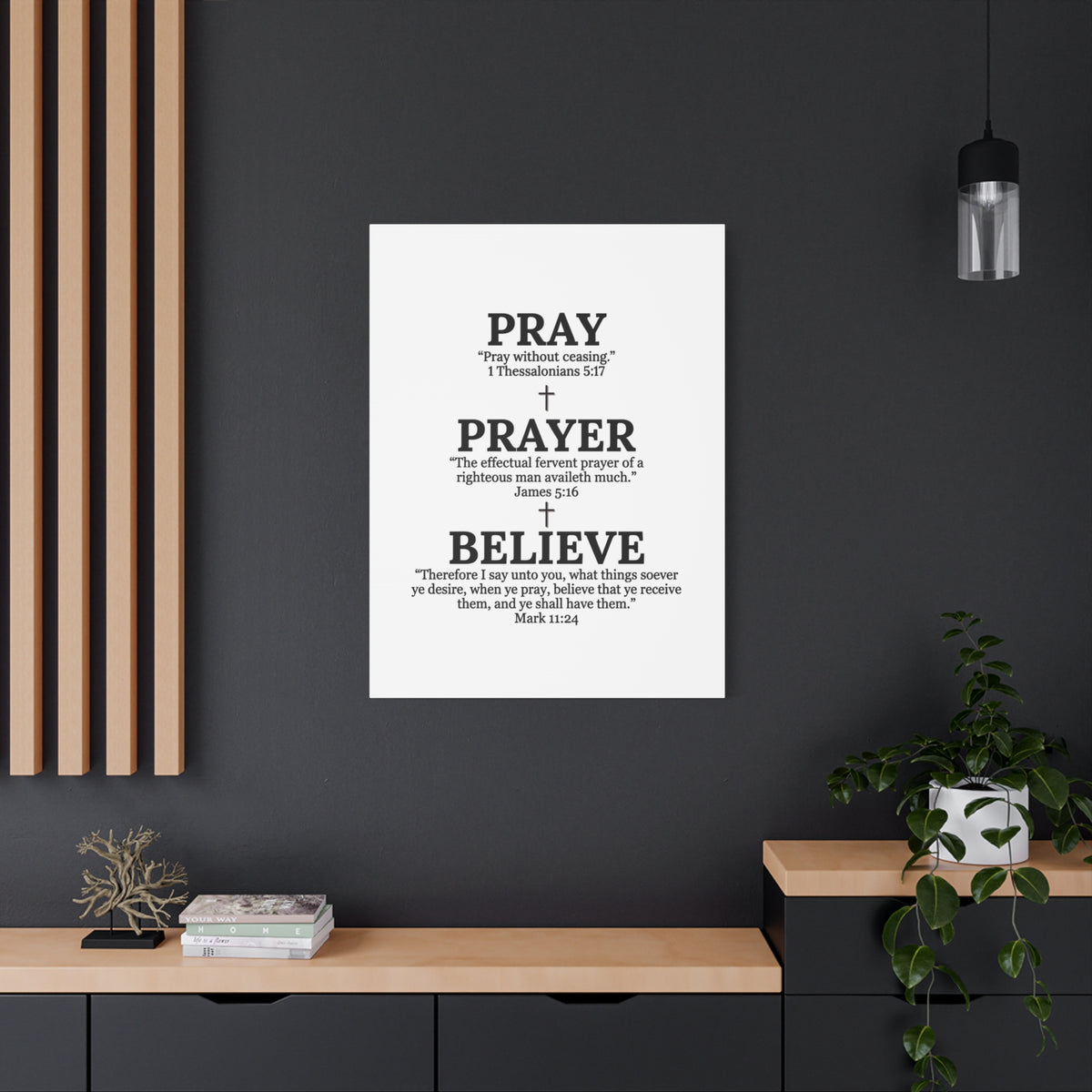 Pray, Prayer, Believe – Inspirational Christian Wall Canvas