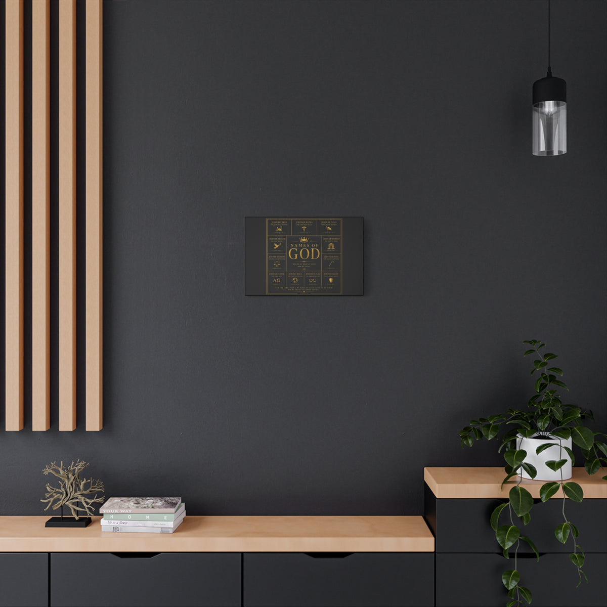 Names of God Canvas Wall Art-Black and Gold
