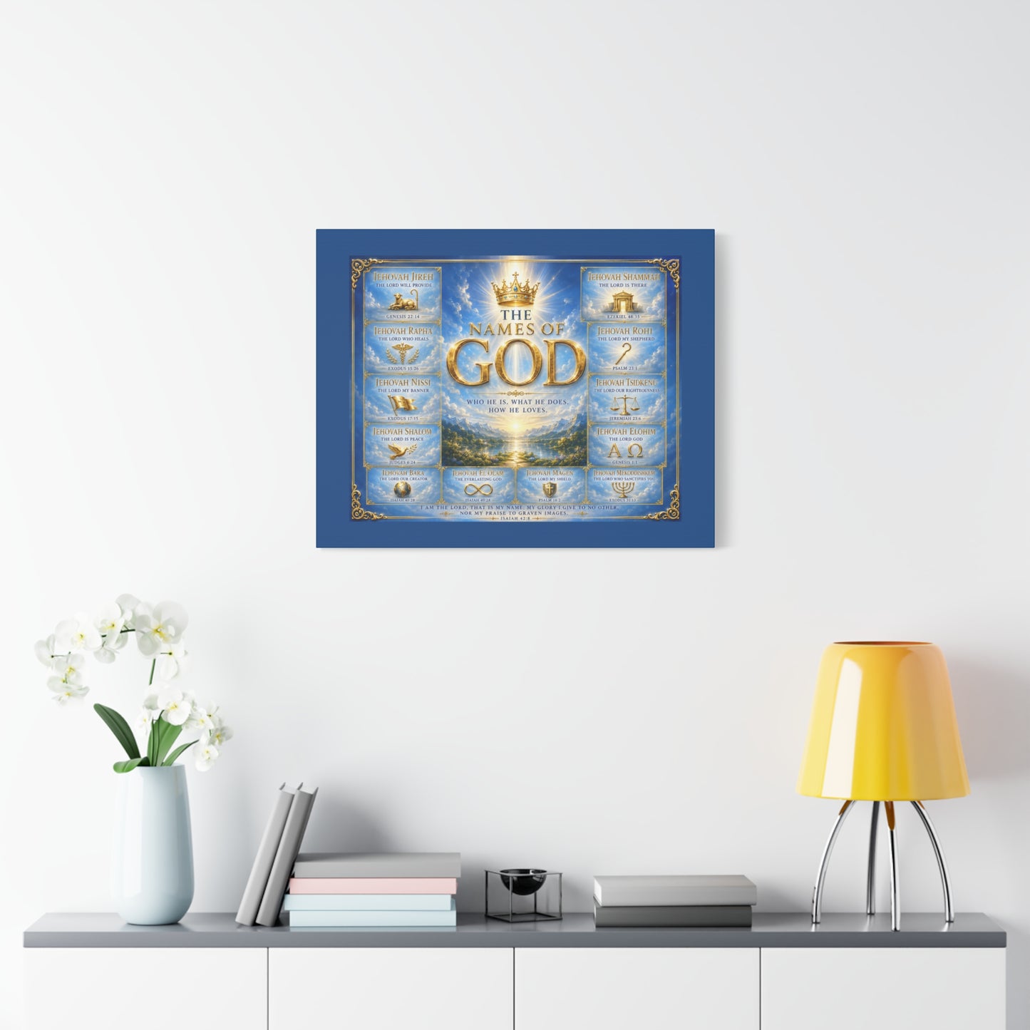 Names of God Canvas Wall Art – Heavenly Blue