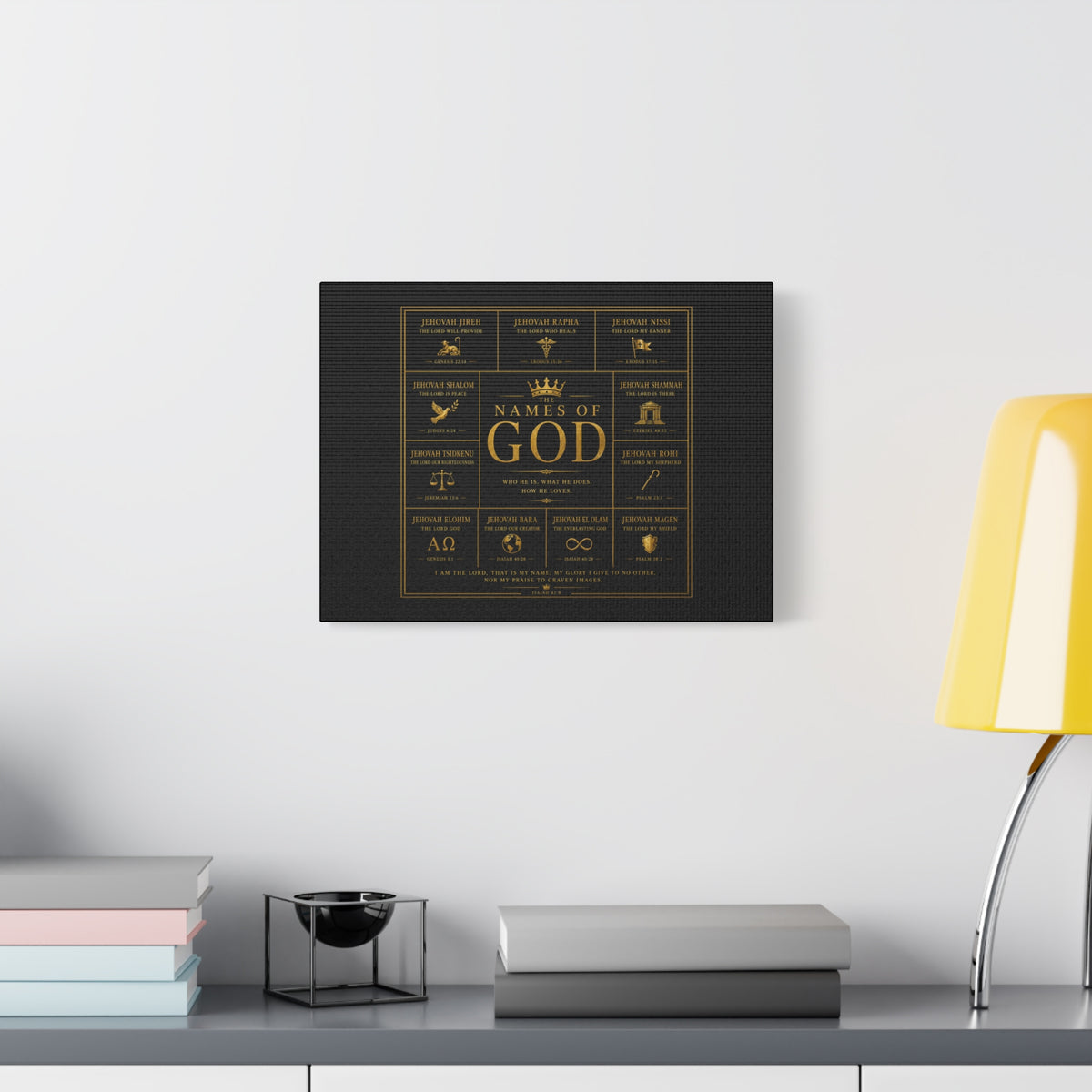 Names of God Canvas Wall Art-Black and Gold