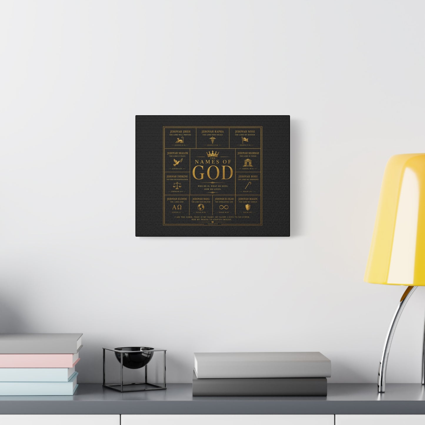 Names of God Canvas Wall Art-Black and Gold