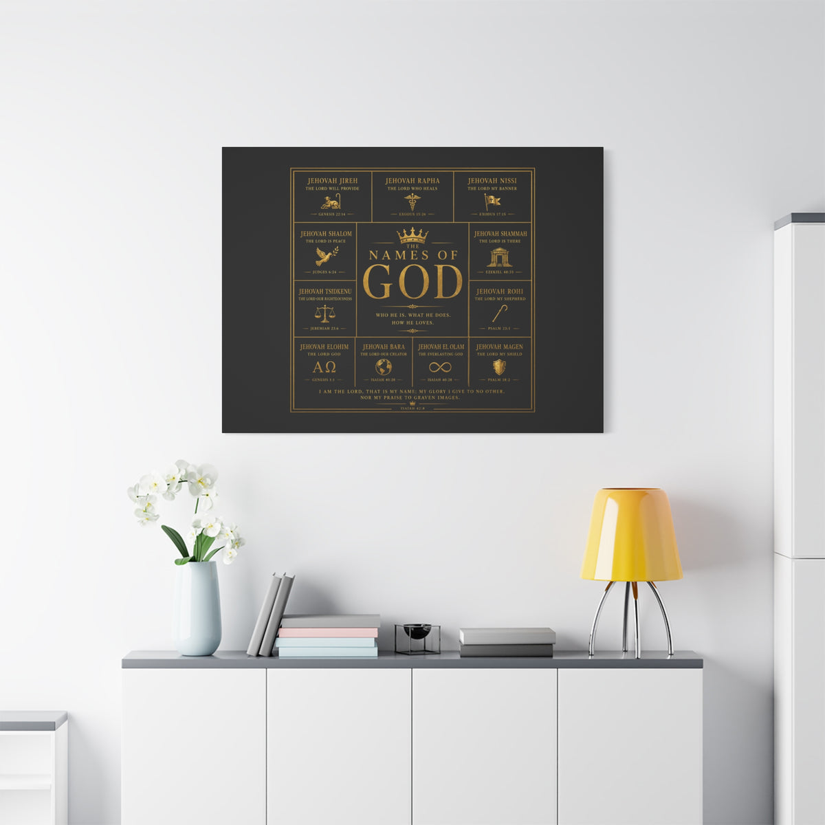 Names of God Canvas Wall Art-Black and Gold